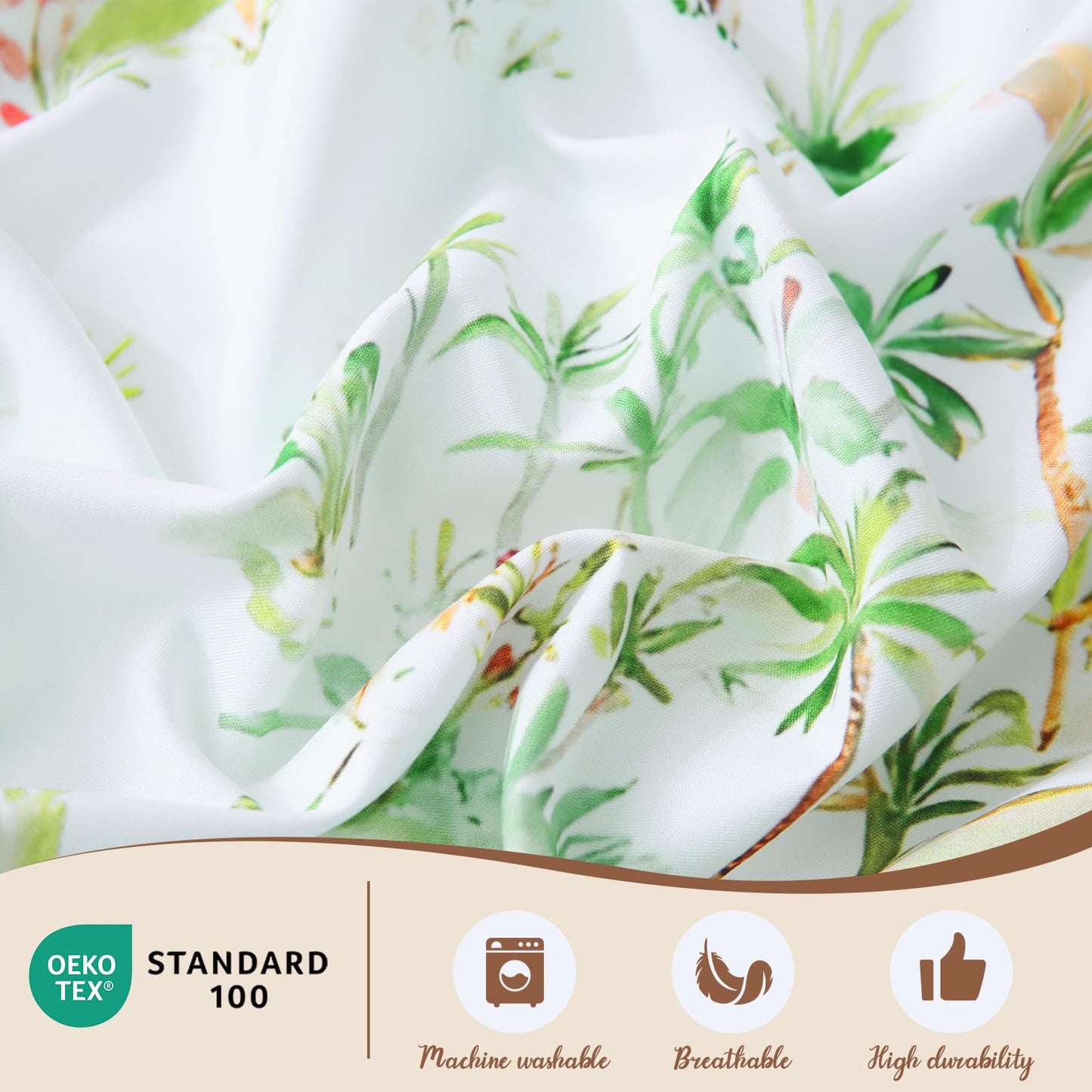 LONAVA Tropical Queen Size 6 Pcs Sheet Set, Breathable Microfiber Deep Pocket Sage Green Fitted Sheets, Comfy & Breathable Patterned Flat Sheets,4 Gentle Soft Pillowcases, Summer Tree
