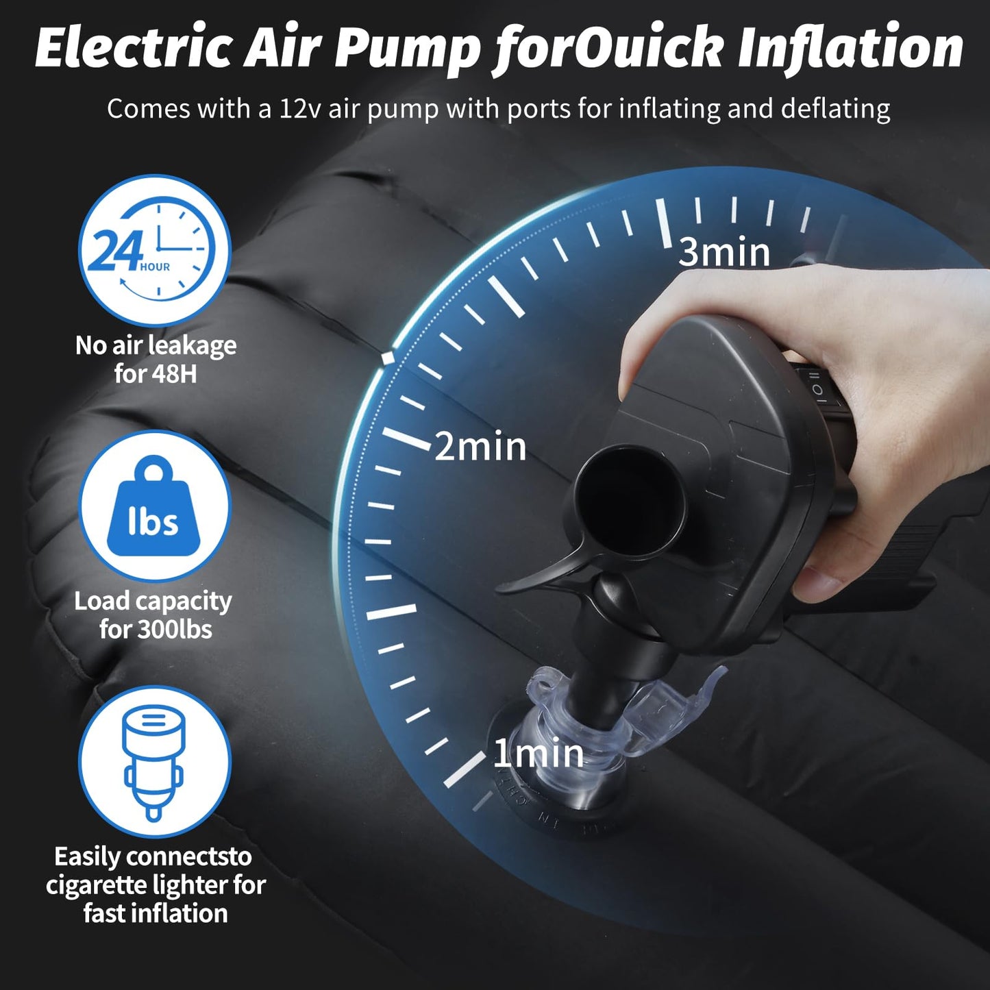 Onirii Inflatable Car Air Mattress Back Seat Bed with Air Pump