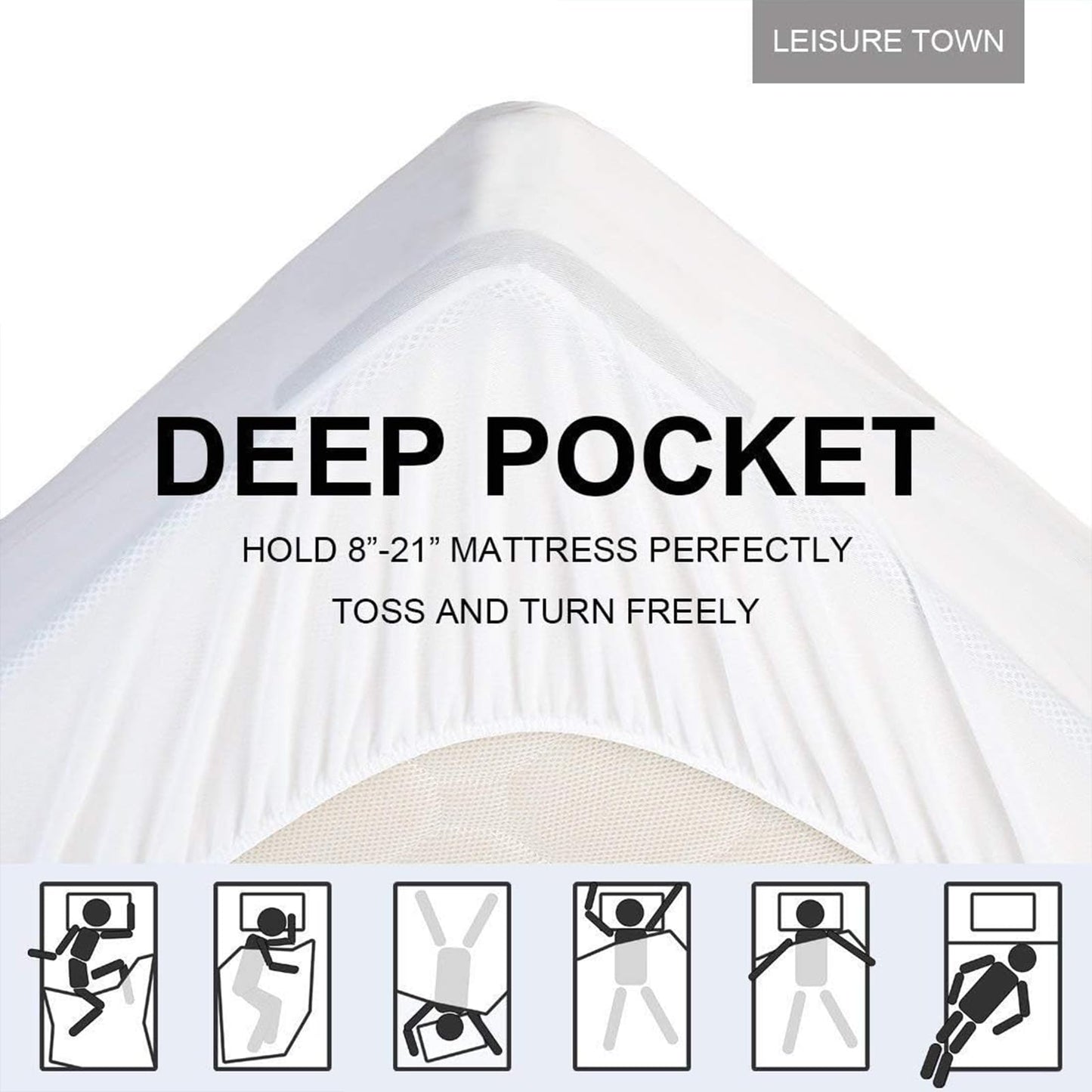 LEISURE TOWN Cotton Queen Mattress Pad Fitted Quilted Mattress Cover Pillow Top Mattress Topper Cooling Soft Breathable Mattress Protector with 8-21 Deep Pocket,Machine Washable (60x80 White)