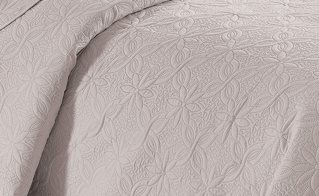Fancy Linen 3pc Embossed Coverlet Bedspread Set Oversized Bed Cover Solid Floral Daisy Pattern New # Allis (Full/Queen, Beige)