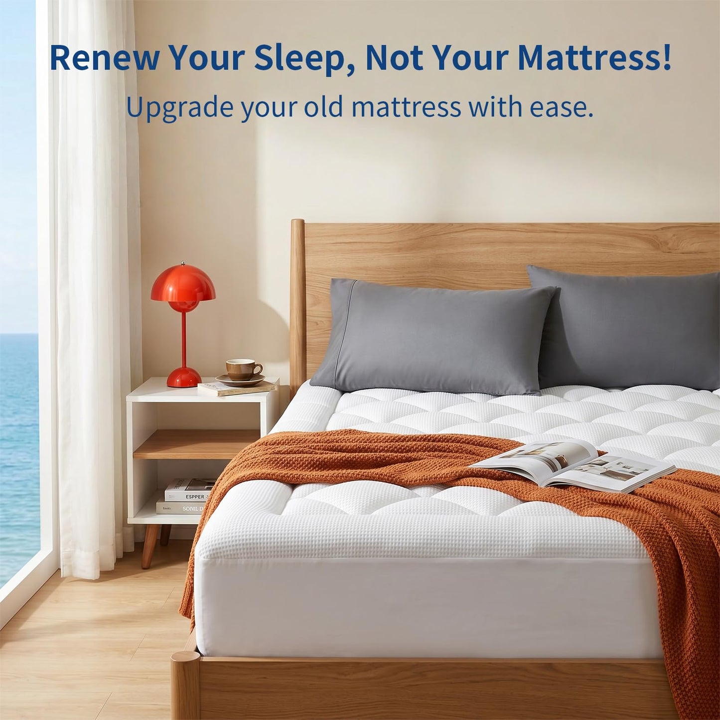 XYZVOON Queen Size Mattress Topper Cooling Breathable, Pillow Top Mattress Pad Supportive for Back Pain Relief, Quilted Fitted with 8-21 inches Deep Pocket, Machine Washable (60x80 inch, Dove Grey)
