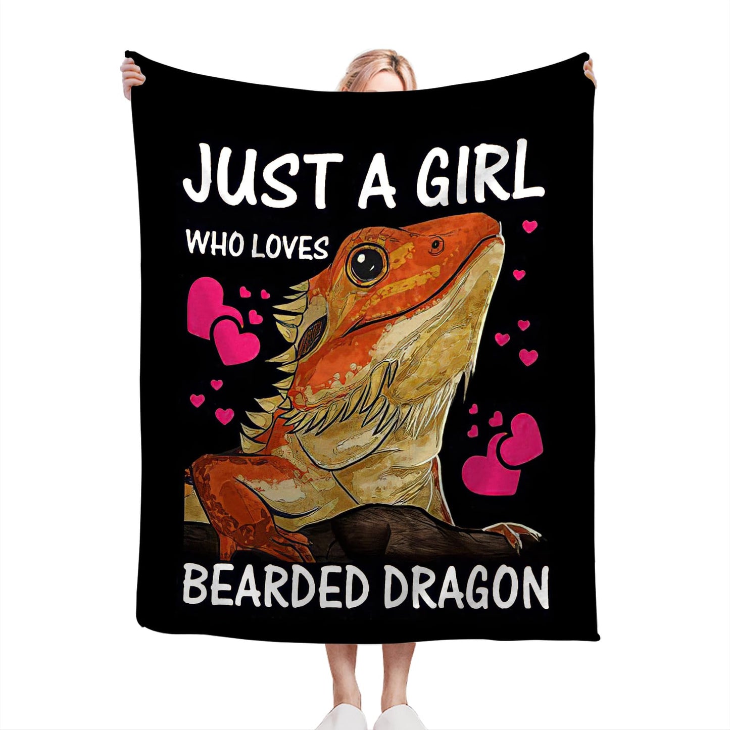Bearded Dragon Blanket Just A Girl Who Loves Bearded Dragon Throw Blankets Soft Warm Cozy Fuzzy Plush Gifts for Girls Women Lightweight Fleece Flannel Stuff Decor Gift for Kids Adults Lover 50"X40"