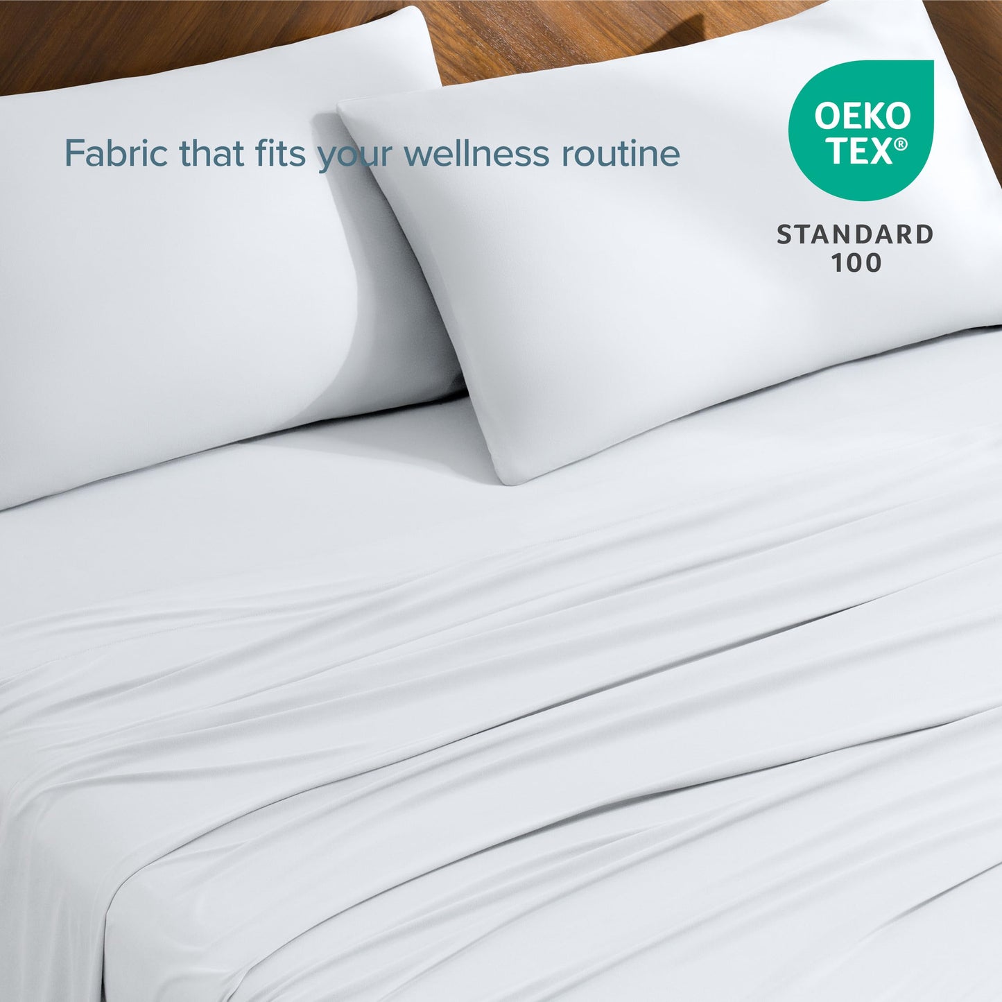 Bare Home Cooling Performance Jersey Knit Stretch Sheet Set, Moisture-Wicking & Breathable, 4-Way Stretch Bed Sheets, Envelope Pillowcases (Full, White)