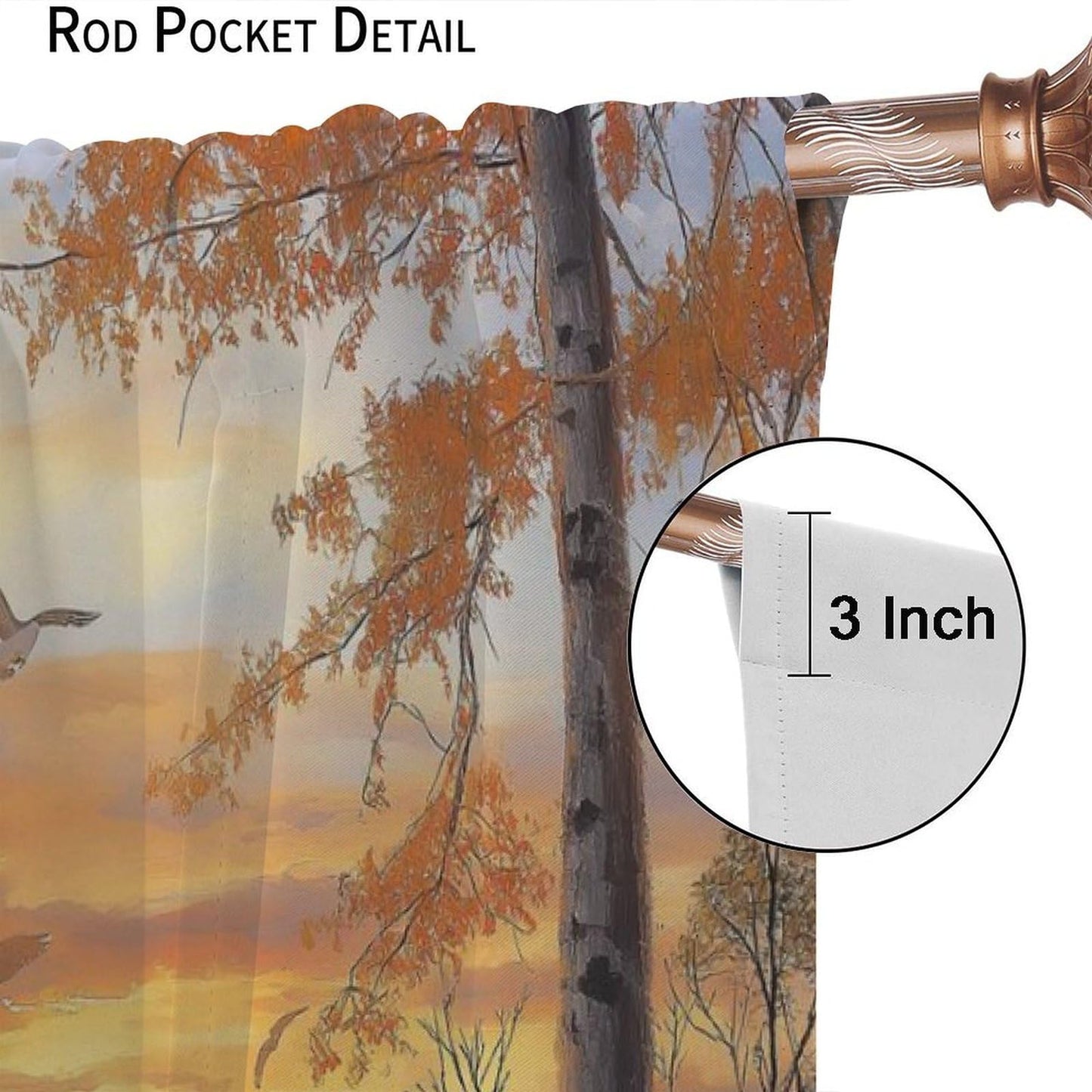 LOMADIA Wildlife Deer Blackout Curtains, Rustic Forest Sunset Lake Farmhouse Animal River Elk Pattern Drapes Home Window Treatments Curtain for Kitchen Bedroom Living Room Decor 42" W x 45" L