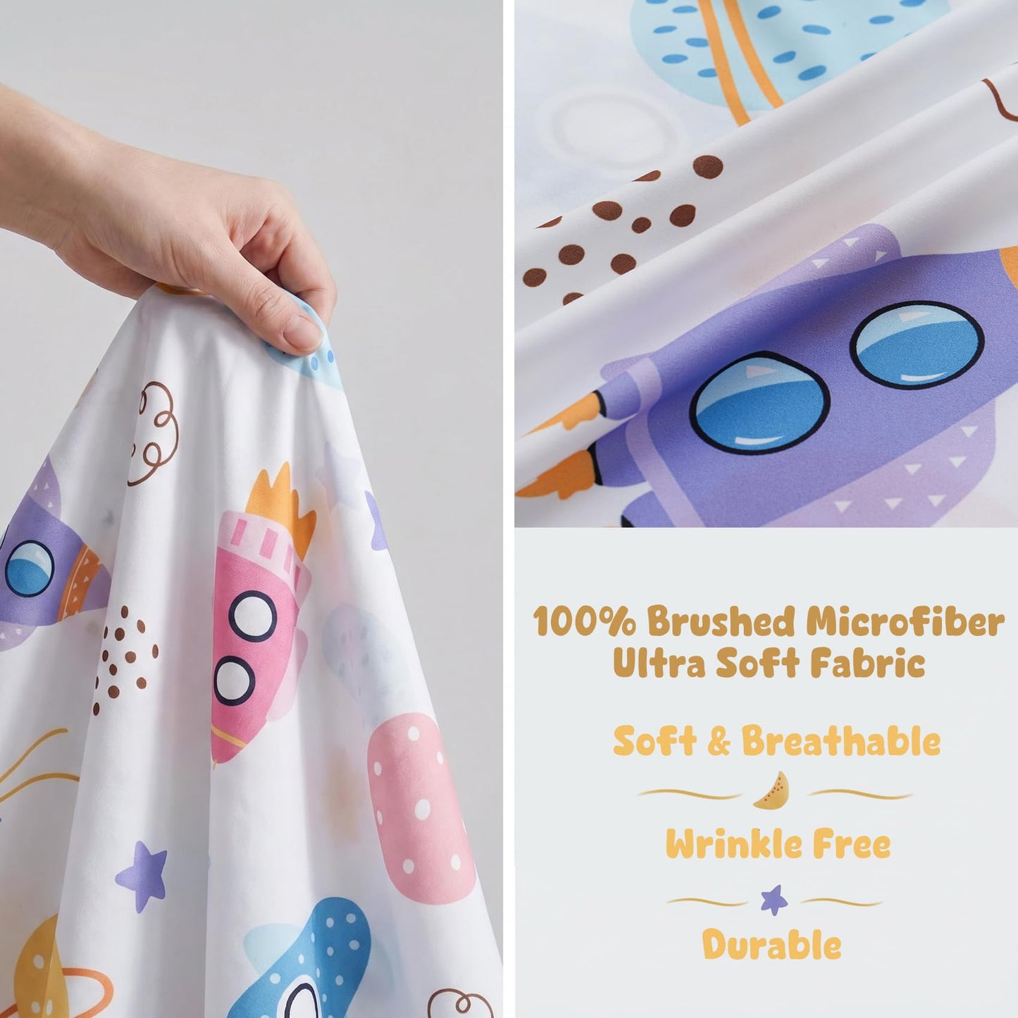 Ocharo Rocket Pattern Full Size Sheet Sets for Boys Girls,Soft Universe Galaxy Bed Sheets 4 Pieces - Cozy Breathable & Machine Washable - Rocket Spaceship Planet Bedding Set for Toddlers Teens