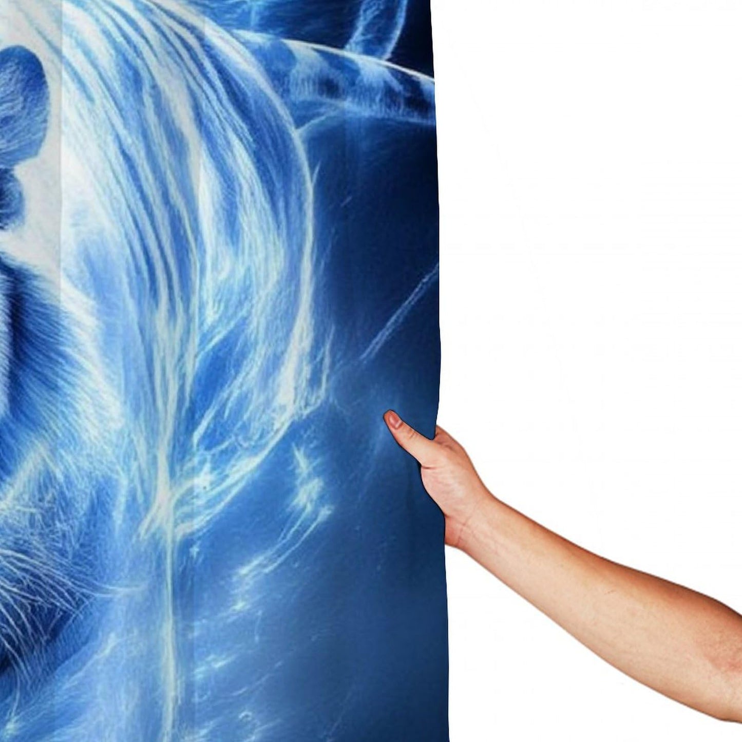 Fashion Hotel Bathroom Decorative Shower Curtain with Hooks, Blue Ice Fire Tiger Art Waterproof Lightweight Shower Curtain