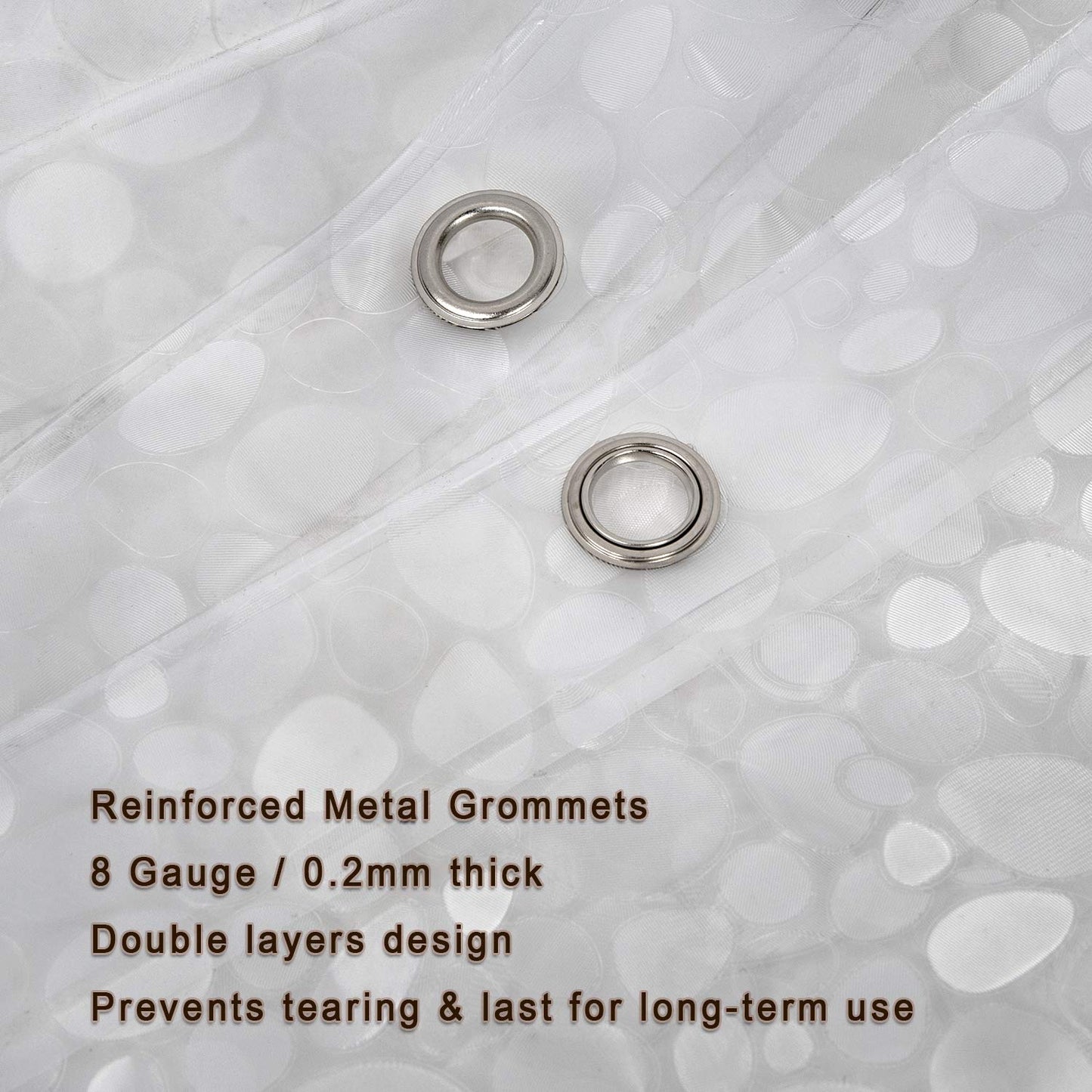 Bostofy Waterproof Shower Curtain Liner 8G EVA Thick Shower Curtain with Heavy Duty 3 Bottom Magnets, Shower Liner for Shower Stall, Bathtubs, 3D Pebble Pattern, 72 x 72,12 Hooks