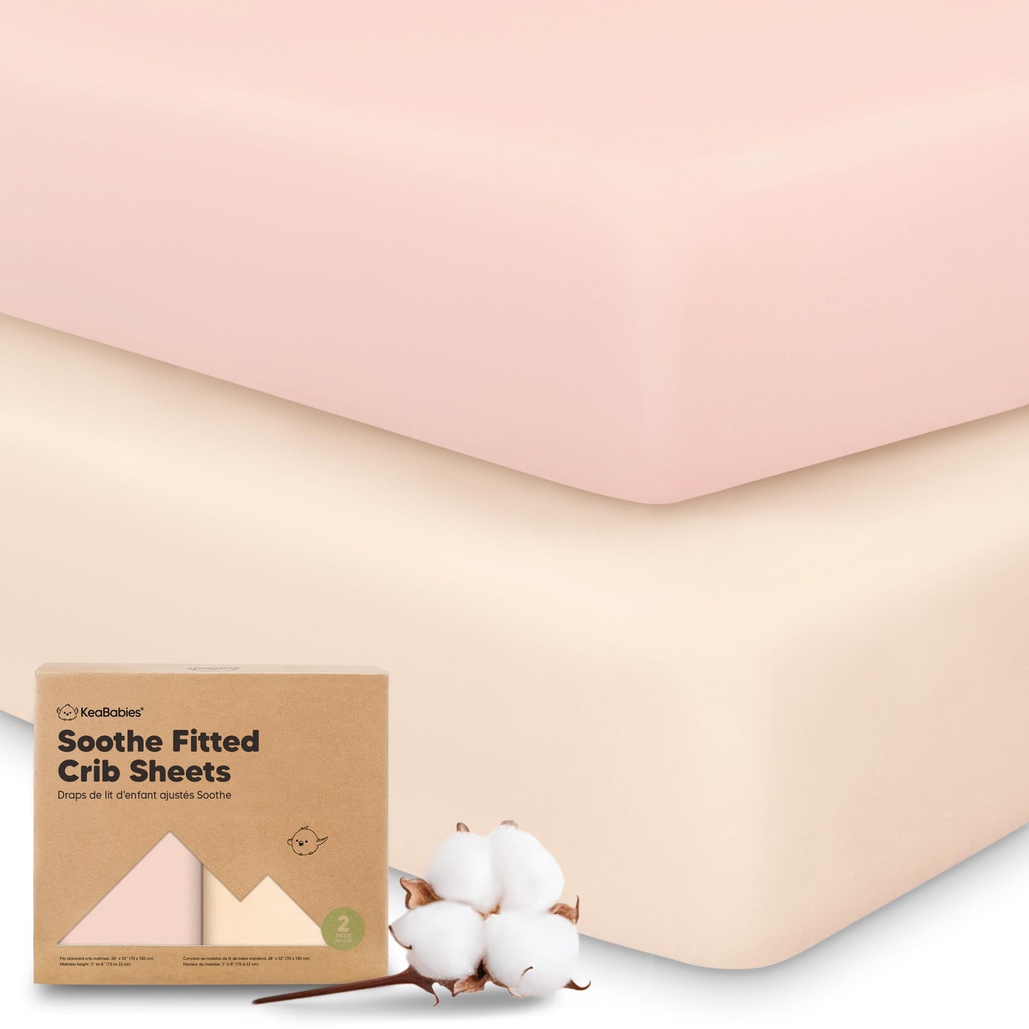 KeaBabies 2-Pack Organic Cotton Crib Sheets for Boys, Girls - 52x28 Fitted Crib Mattress Sheet Neutral, Breathable Cover for Baby Bed Set, Toddler Mattress, Soft & Cute Prints (Cameo)
