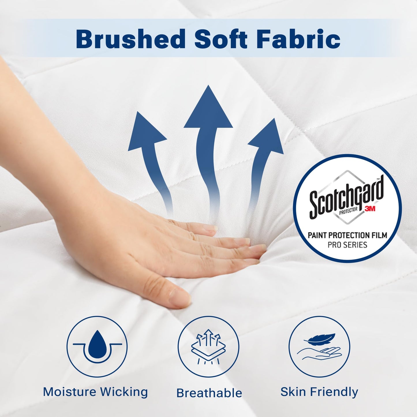 Sleep Philosophy Waterproof Sofa Bed Mattress Protector, Holden Sofa Bed Queen Mattress Pad, 3M Scotchgard, Microfiber Mattress Topper Fitted Elastic Pocket Fits Up to 8 Inch, Queen 60x72, White