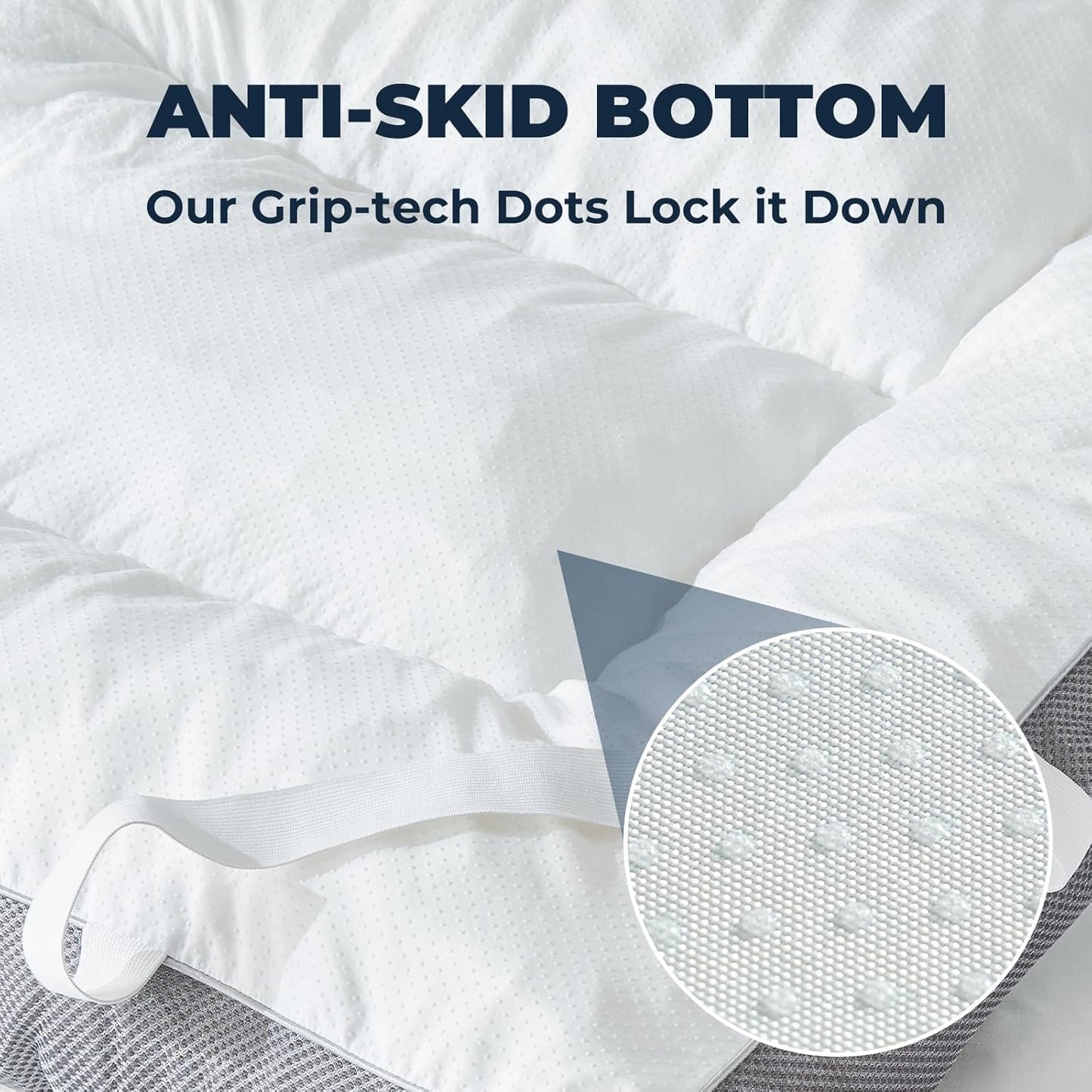 HYPREST 4 Inch Mattress Topper Queen, Thick Cooling Cotton Pillow Top with 2000 GSM Shredded Memory Foam - Soft & Supportive for Back Pain Relief，Non-Slip Bottom