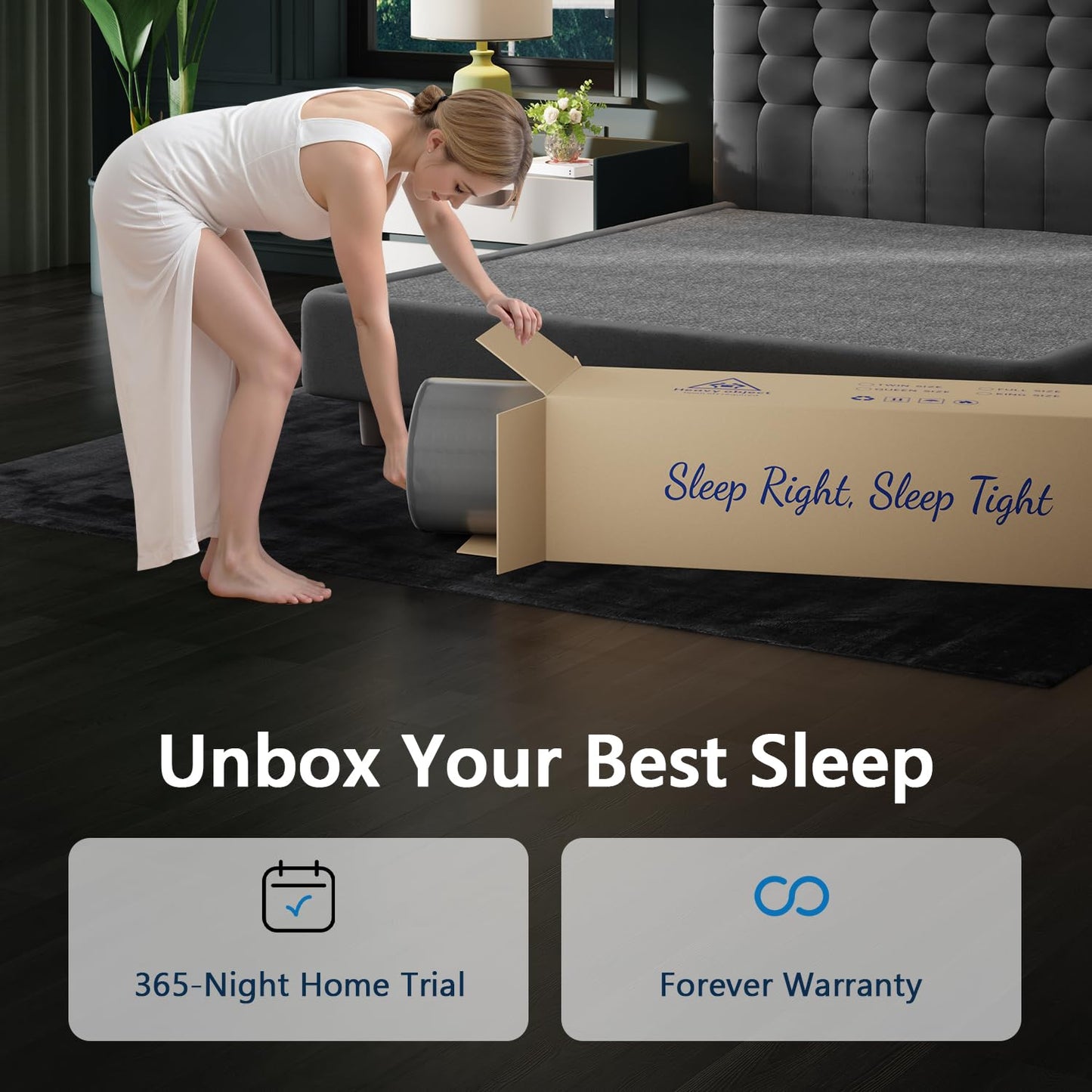 Twin Mattress, Upgraded 8 Inch Luxury Hybrid Twin Size Mattress in a Box, Cooling Gel Memory Foam & Pocket Springs, Pressure Relief, Medium Firm, Fiberglass-Free, Breathable Cover, 365-Night Trial