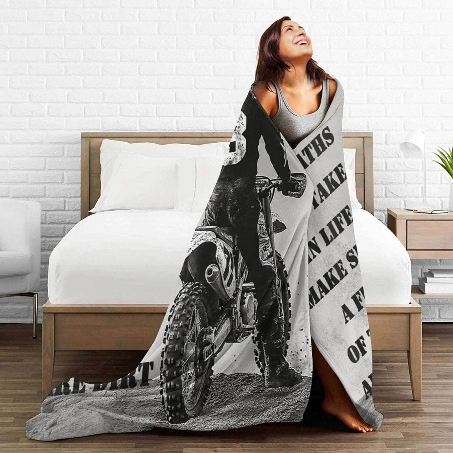Dirt Bike Blanket Inspiring Motorbike Blankets Fleece Plush Flannel Super Soft Cozy Fuzzy Warm Lightweight Stuff Motorcycle Sports Decor Gifts for Boys Girls Kids Adults Men Women 40" x 50"