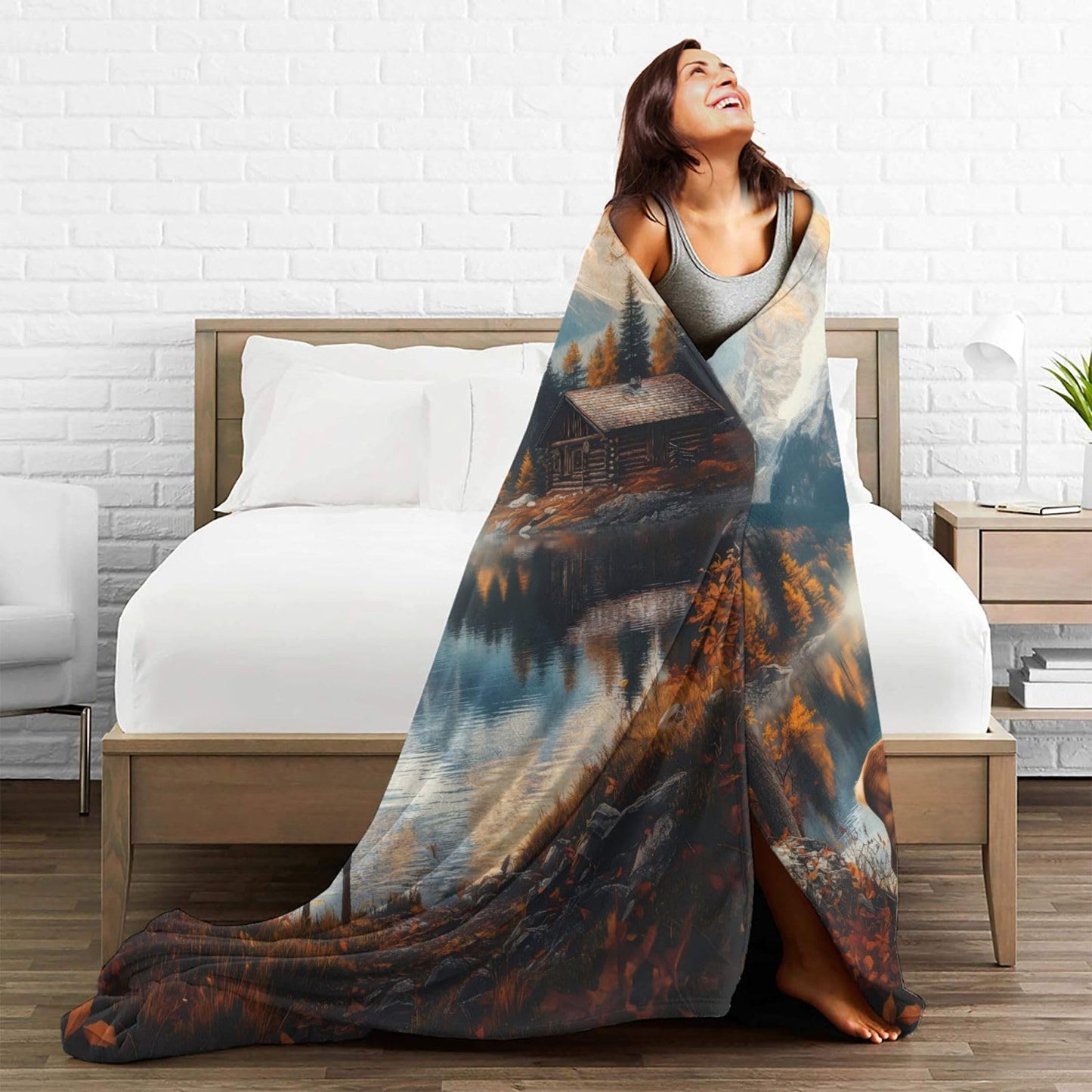 Retro Deer Blanket Gifts for Kids Men Women, Rustic Cabin Forest Elk Animal Throw Blanket, Warm Lightweight Cozy Plush Blankets for Couch, Bed, Travel, Home, Living Room, Camping, Decor, 60x50in