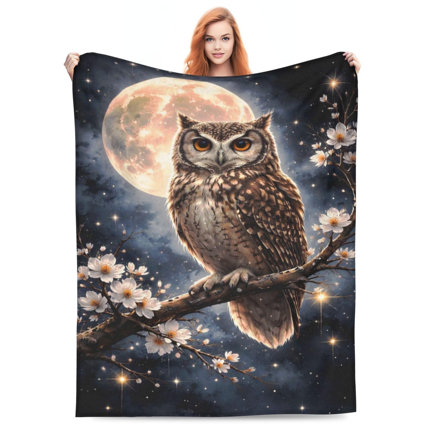 Owl Blanket, Gifts for Women, Magical Night Sky Soft Lightweight Throw Blankets for Kids, Travel Bed Living Room Decor, 50x60in