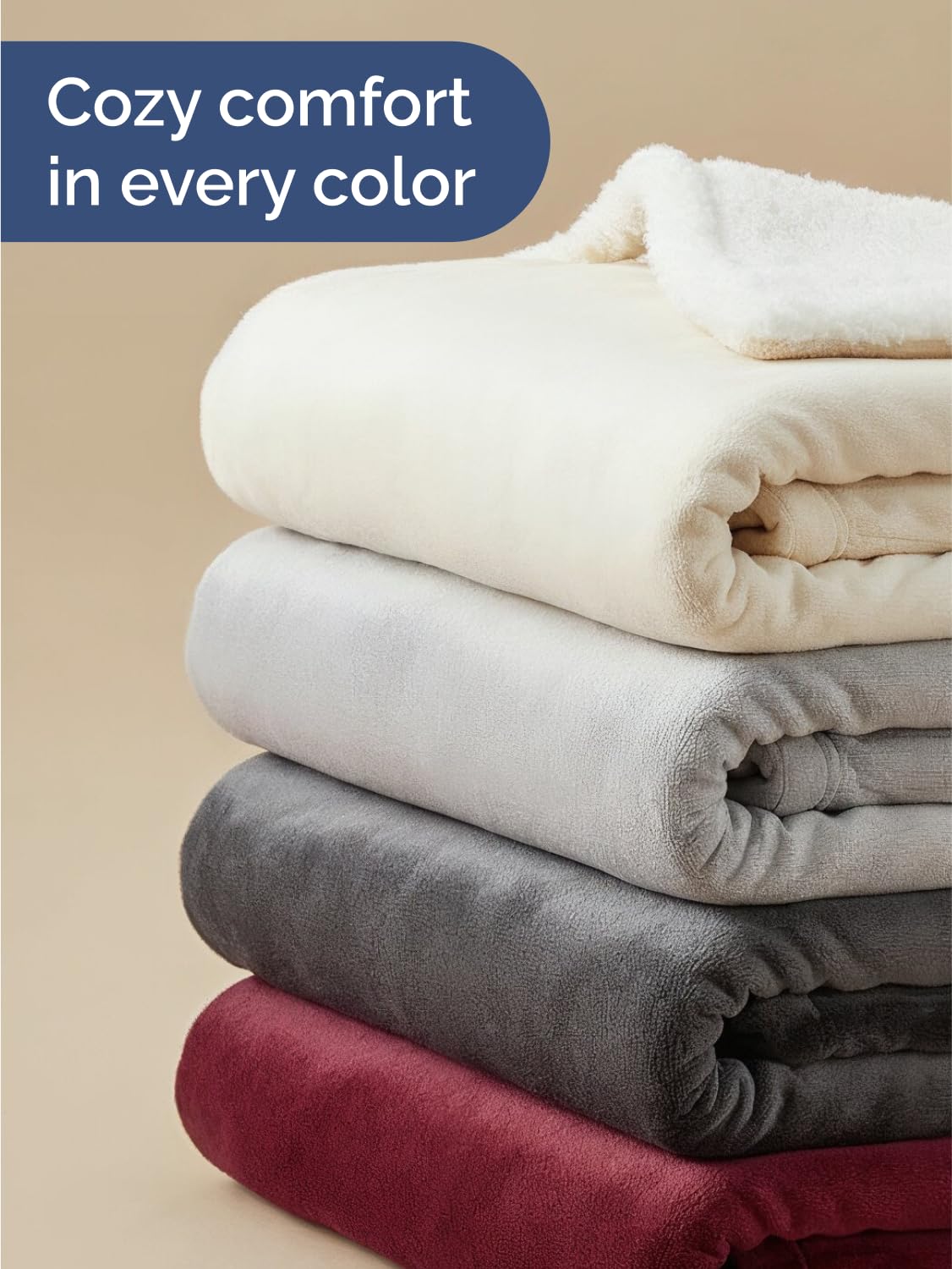 Sherpa Fleece Blanket Throw Size - Reversible Sherpa Fleece Throw Blanket - Super Soft Double Sided for Bed, Sofa, Couch - Thick, Warm, Fuzzy & Plush - Luxurious Bedding for Winter - Grey, 50" x 60"