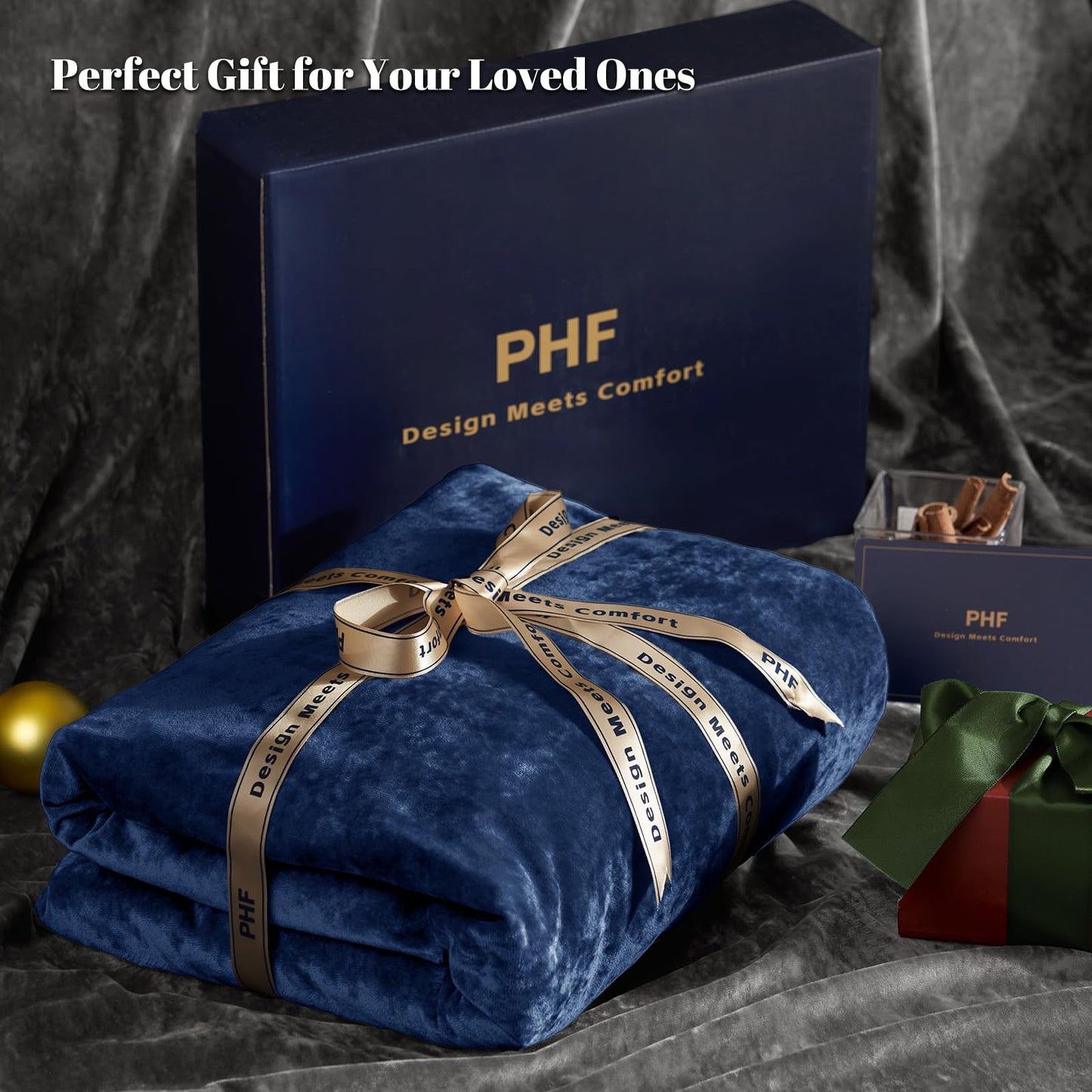 PHF Truly Velvet Fitted Sheet Only Queen Size, Luxury Super Soft Cozy Fuzzy Fleece Bottom Sheet, Deep Pocket Up to 16",Strenghth Elastic Band,Suitable for Fall Winter Spring, No Pillowcases, Navy Blue
