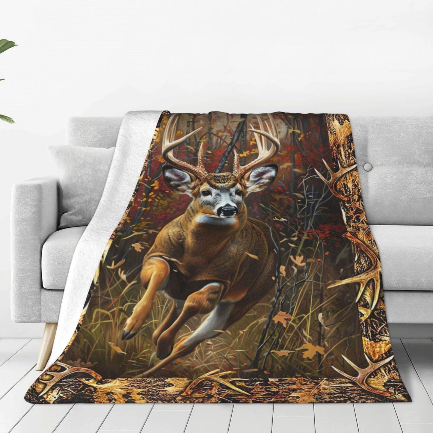 Deer Blanket Country elk Decor Throw Blanket Gifts for Girls Boys Deer Lover Winter Couch Bedding Super Warm Soft Plush Lightweight Fleece Flannel Bed Blanket for Kids Adults Men Women 50"X40"