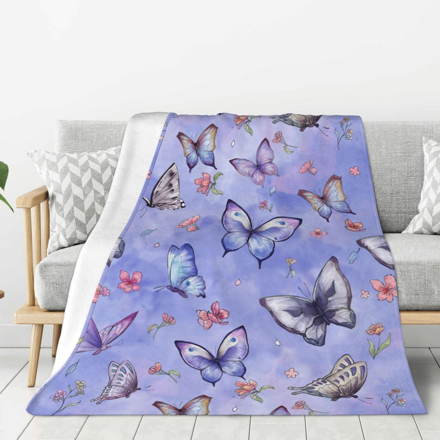 Butterfly Throw Blanket Cozy Fluffy Plush Blanket Soft Flannel Throw Blanket for Kids Men Women Gift Sofa Bed Couch 50"x40"