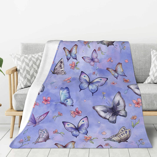 Butterfly Throw Blanket Cozy Fluffy Plush Blanket Soft Flannel Throw Blanket for Kids Men Women Gift Sofa Bed Couch 50"x40"