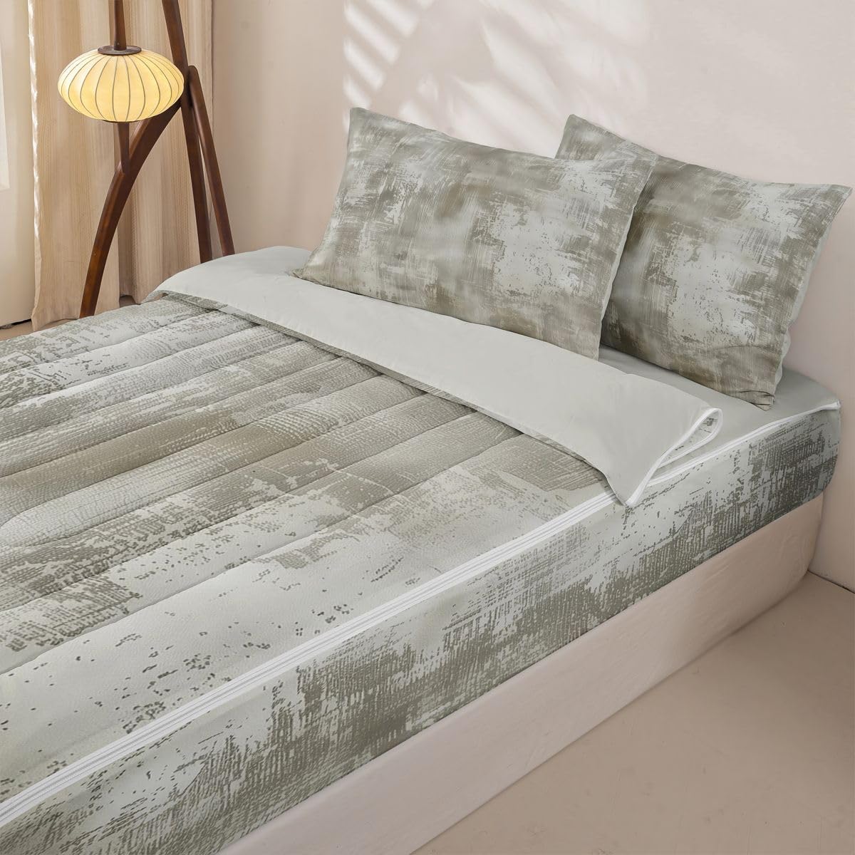 jejeloiu Abstract Zipper Bedding for Kids Twin Size Modern Art Bed in a Bag with Sheets, Comforter, Pillowcases Luxury Comforter Set for Boys Girls Bedding Sets Durable Easy to Make and Clean