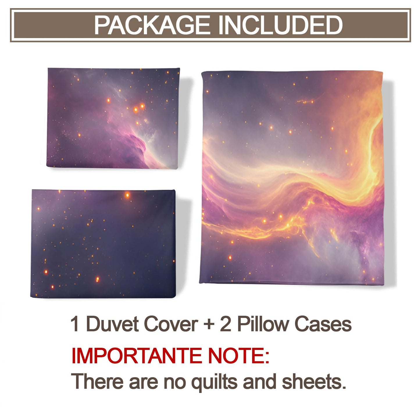 PAISUOQ Galaxy Duvet Cover Full, Purple Space Bedding, Cosmic Landscape Comforter Cover with 2 Pillow Cases, 3 Pieces with Zipper & Ties, Bedroom Decor & Gifts