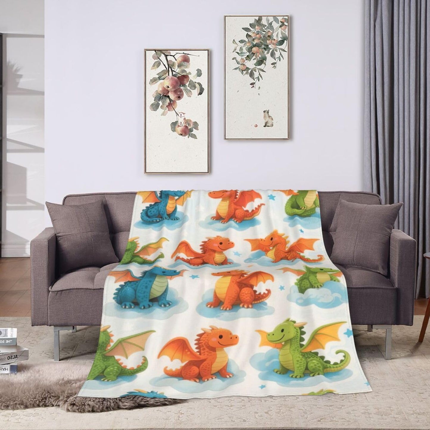 Dragon Blanket Dragon Gifts for Women Girls Cute Throw Blanket for Dragons Lover Soft Flannel Cozy Fleece Fuzzy Plush Warm Bedding Stuff for Kids Adults 40 x 50 Inch