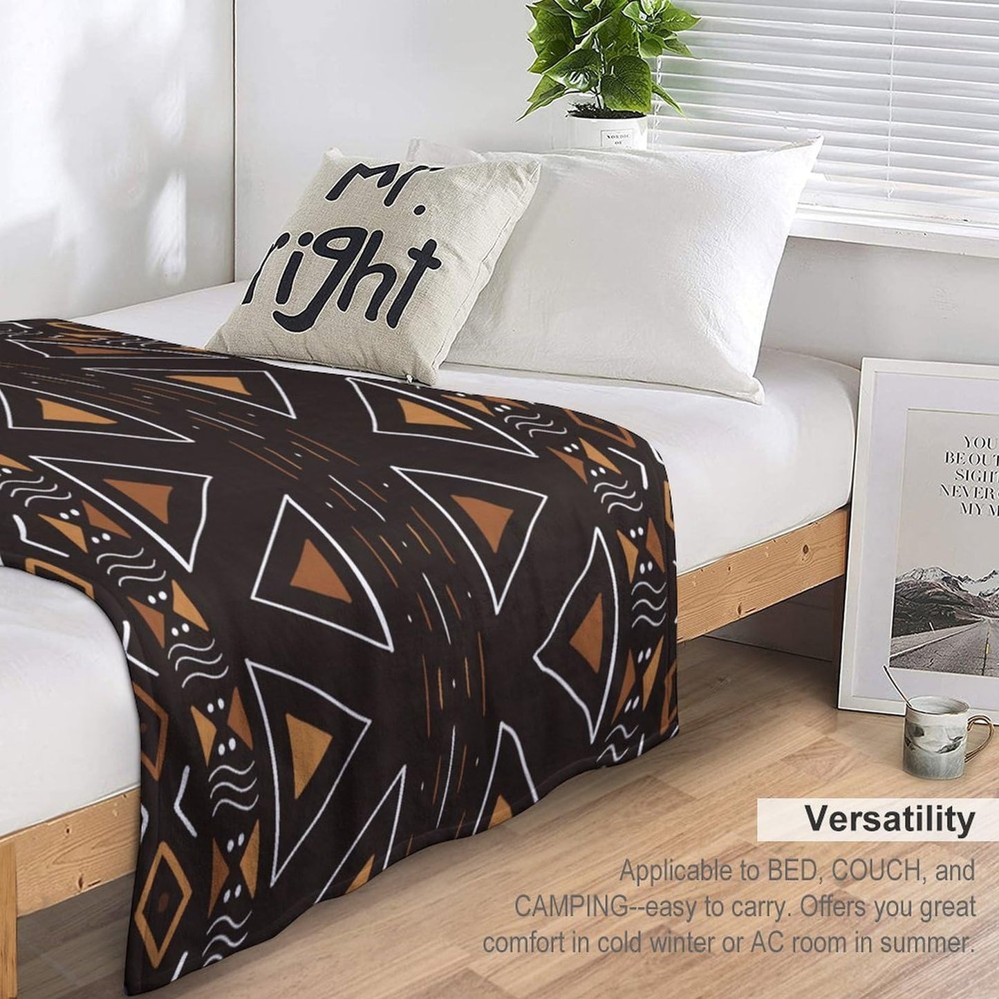 ZhiRain African Mudcloth Throw Blanket Boho Traditional Tribal Africa Ethnic Geometric Print Blanket for Sofa Bed Couch Chair Or Dorm 50"x60"