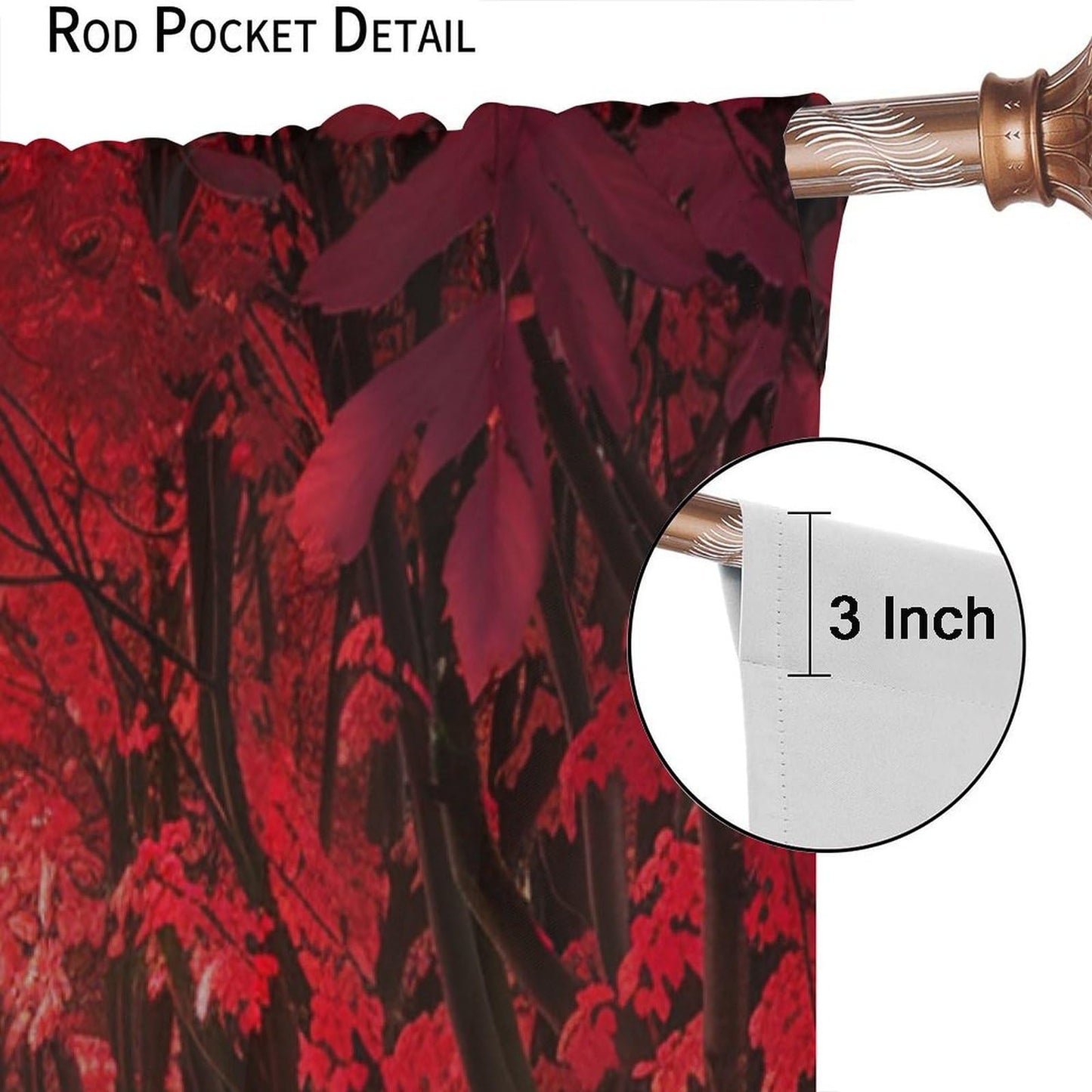 TOWINSFB Autumn Red Maple Leaves Blackout Curtains, Street Tree Plant Leaf Home Decor Rod Pocket Window Drapes for Living Room Bedroom - 42" W x 63" L