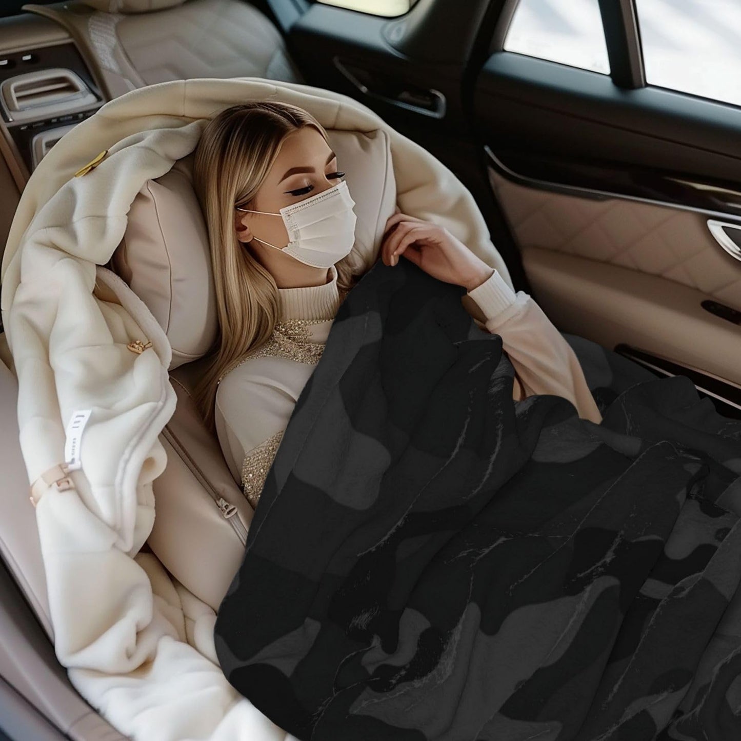 Perinsto Black and Grey Camouflage Throw Blanket Ultra Soft Warm All Season Military Camo Decorative Fleece Blankets for Bed Chair Car Sofa Couch Bedroom 60"X50"