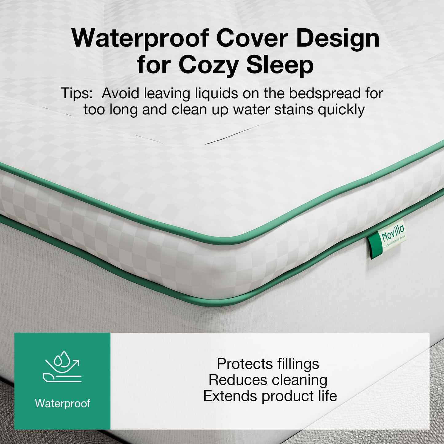 Novilla Queen Mattress Topper, Extra Thick Pillow Top Mattress Pad, Down Alternative Fill Breathable Cover, 8-21" Deep Pocket Soft Bed Topper for Back Pain Relief