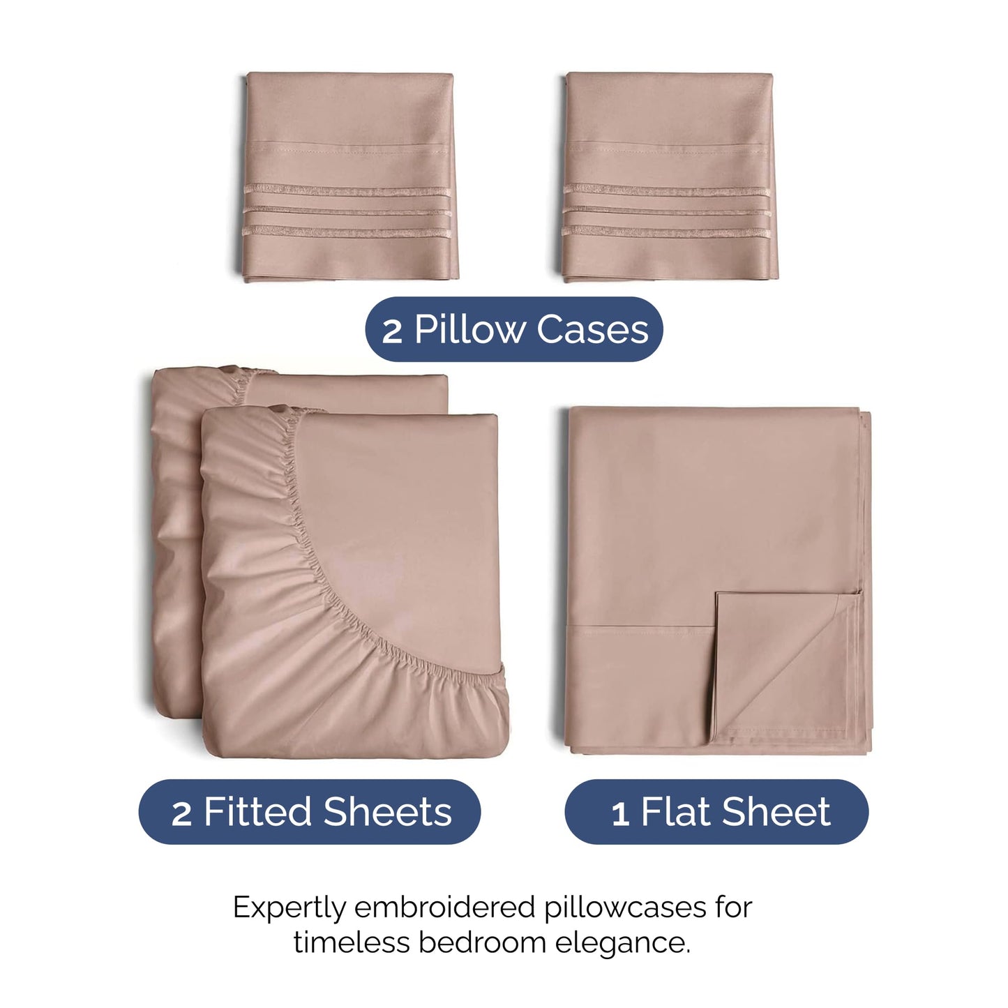 Split King Size 5 Piece Sheet Set - Comfy Breathable & Cooling Sheets - Hotel Luxury Bed Sheets for Women & Men - Deep Pockets, Easy-Fit, Soft and Wrinkle Free Sheets - Mauve Oeko-Tex Bed Sheet Set