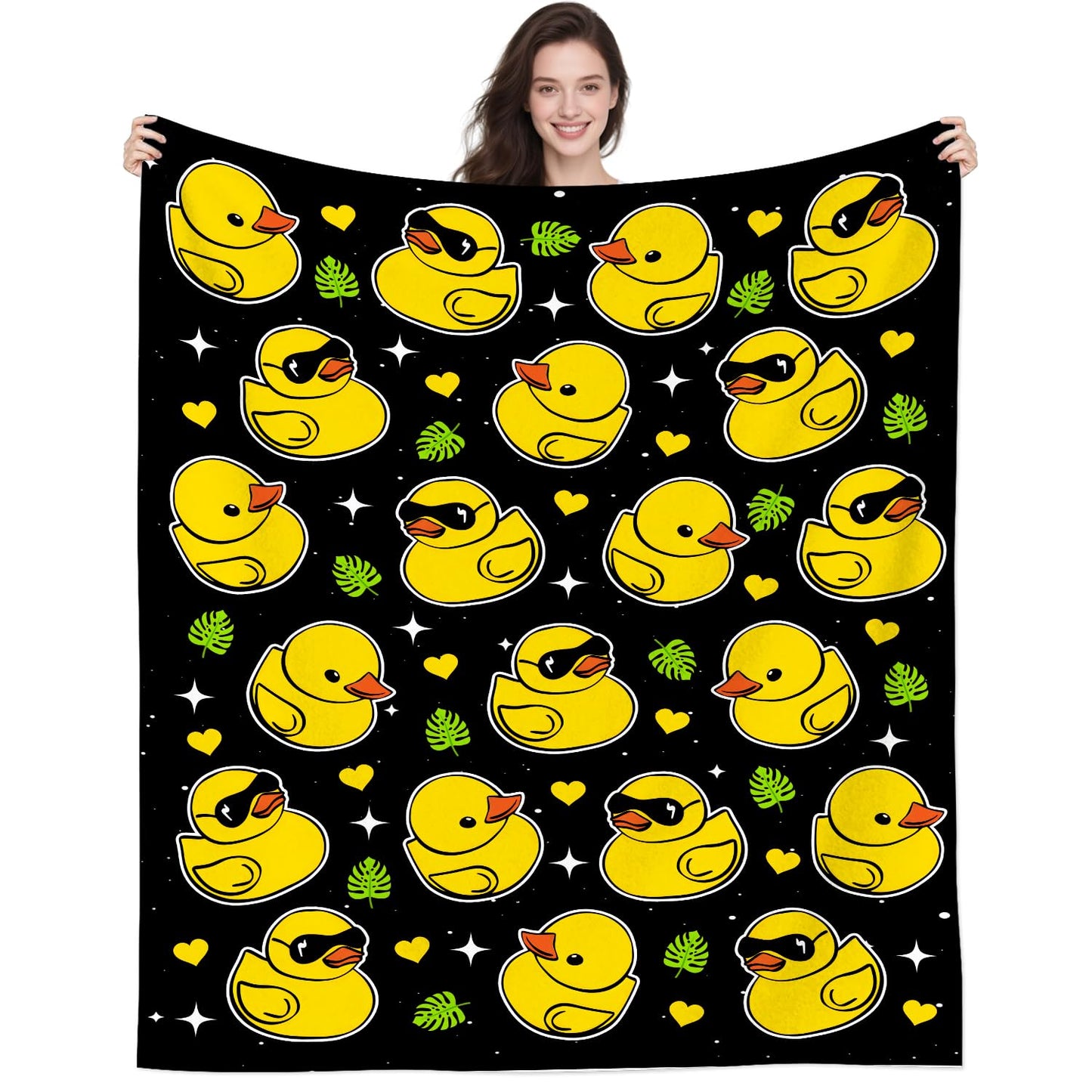 Cute Duck Blanket Gifts for Duck Lover Girls Women Kids Adults Toddlers Soft Flannel Ducks Stuff Throw Blanket for Bed Bedding Sofa Couch Bedroom 50"X40"