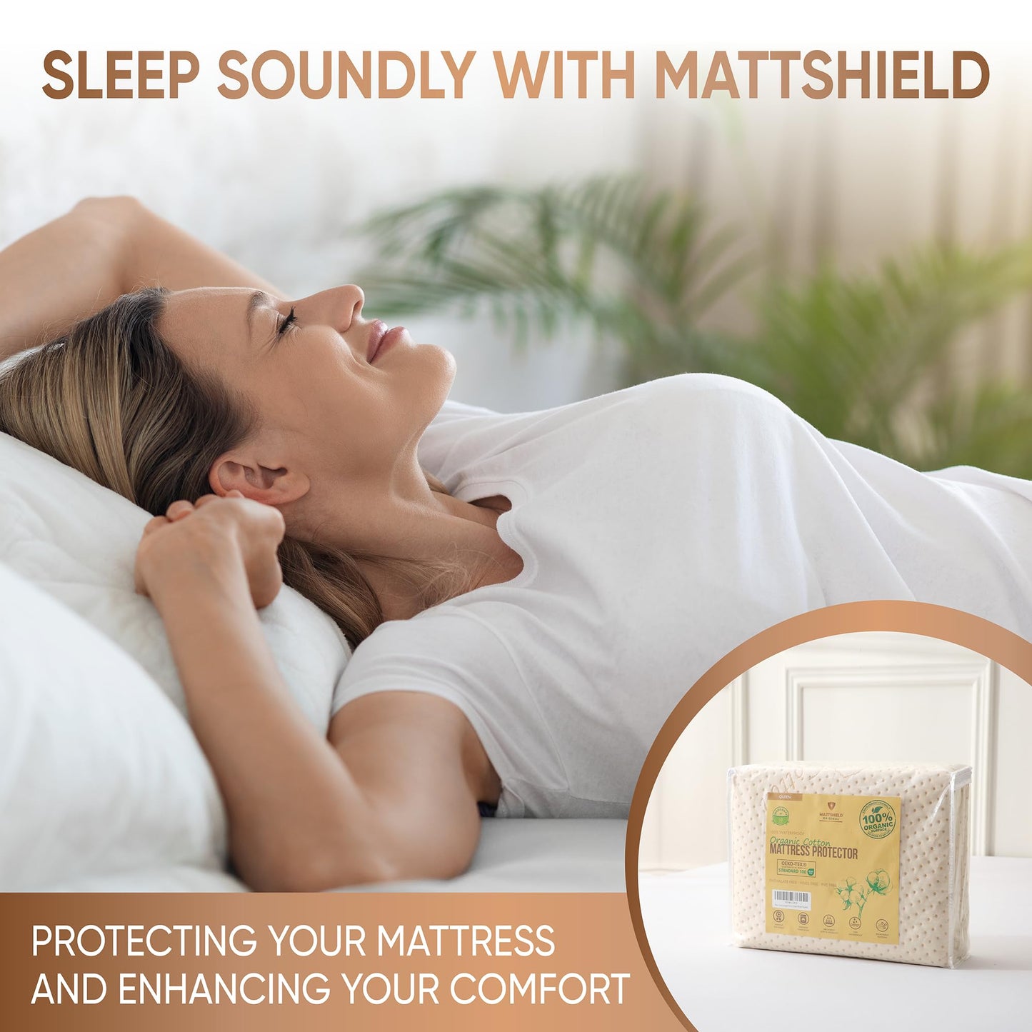 Luxury Waterproof Organic Mattress Protector King Size - Organic Cotton Breathable Mattress Pad Cover - Premium 380GSM 3D Air Fabric - Deep Pocket - Jersey Cotton Skirt - Fitted Design