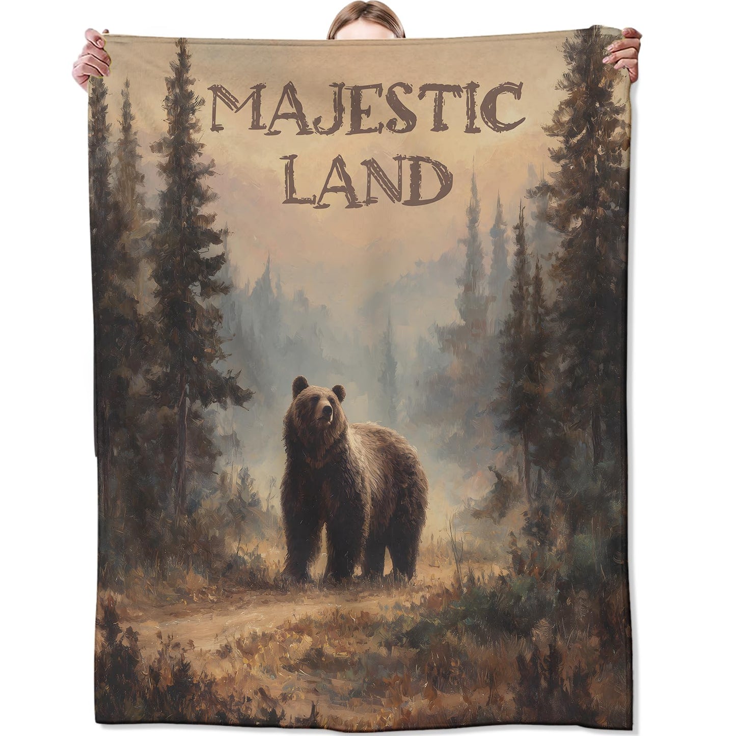Zeleda Majestic Bear Blanket 50x60 Inch Nature Forest Wildlife Throw Soft Cozy Flannel Blankets Practical Decorative Throws for Bed Sofa Travel Picnic Thoughtful Gifts for Adults Animal Lovers