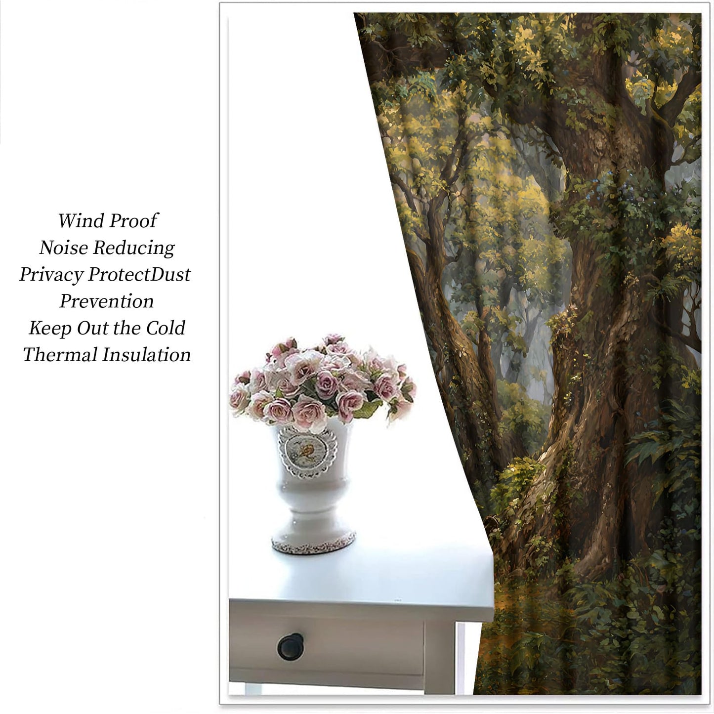 JAXIUOF Forest Blackout Curtains for Bedroom, Jungle Curtains 63 Inch Long 2 Panels Woodland Drapes, Grommet Top Window Treatments for Living Room Kitchen Decor