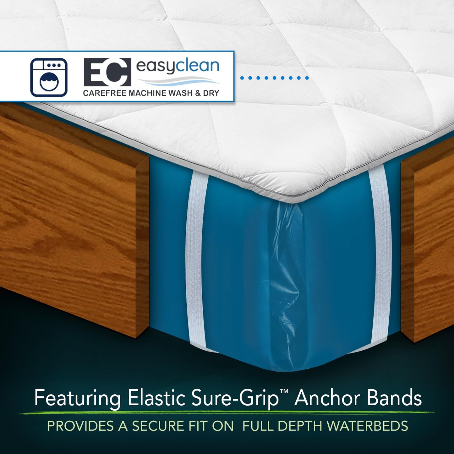 INNOMAX The Linen Resource Quilted Comfort Waterbed Anchor Band Custom Fit Mattress Pad Protective Cover King