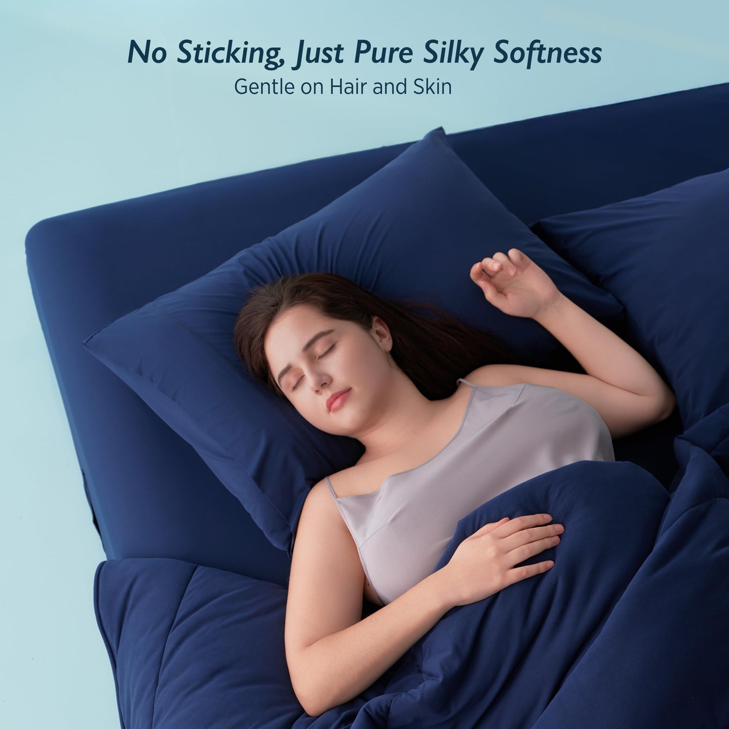 Breescape Cooling Pillow Cases King Size Set of 2, BlendTek™ Cooling Technology for Hot Sleepers & Night Sweats, Silky Soft Cool Pillowcases for Hair & Skin Care, 20" x 36", Twilight Blue
