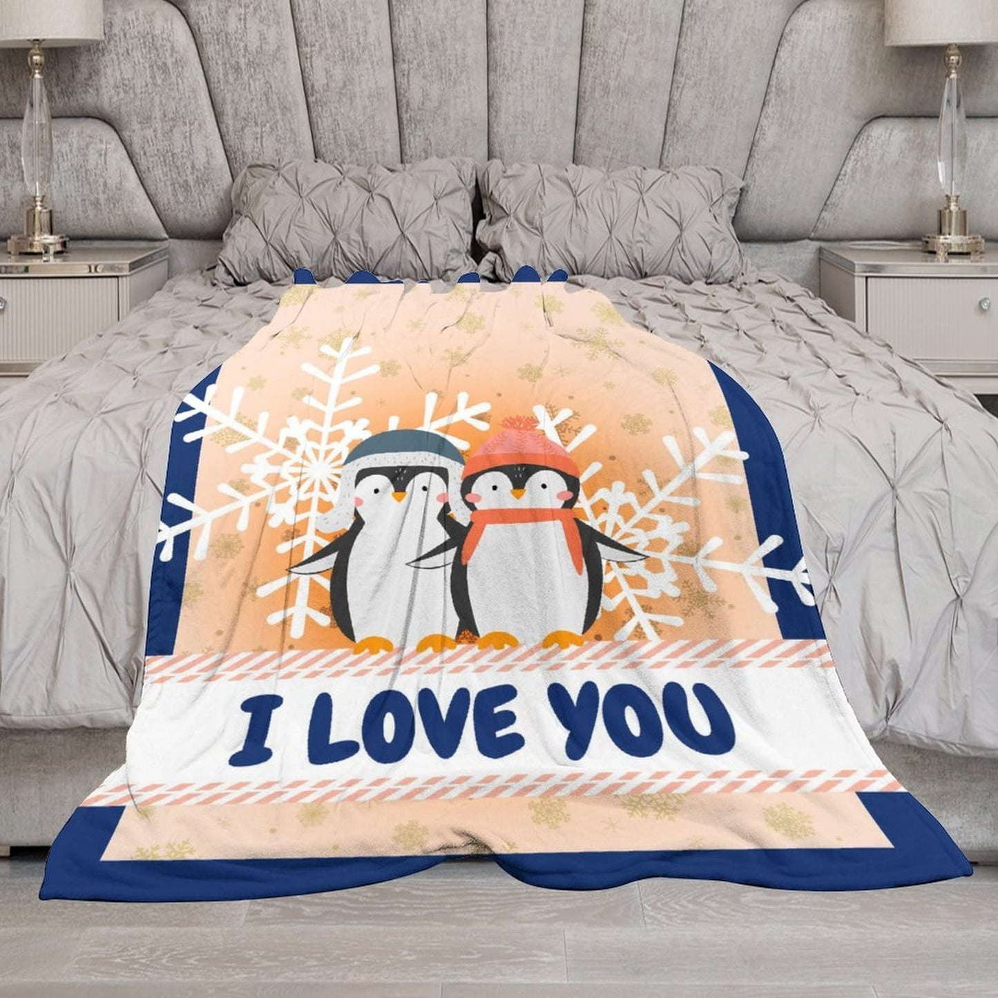 Penguin Blanket Gifts - 60"x80" Cute Throw Blanket for Adults, Kids - Colorful Soft Plush Blankets for Bed, Couch & Living Room