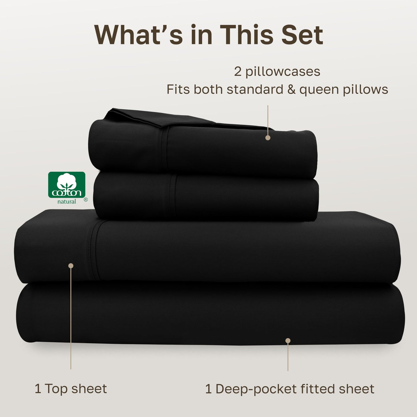 California Design Den Soft 100% Cotton Queen Size Bed Sheets Set, 400 TC Good Housekeeping Award Winner, Silky Smooth Sateen Weave with Deep Pockets, Breathable and Durable Queen Bedding Set - Black