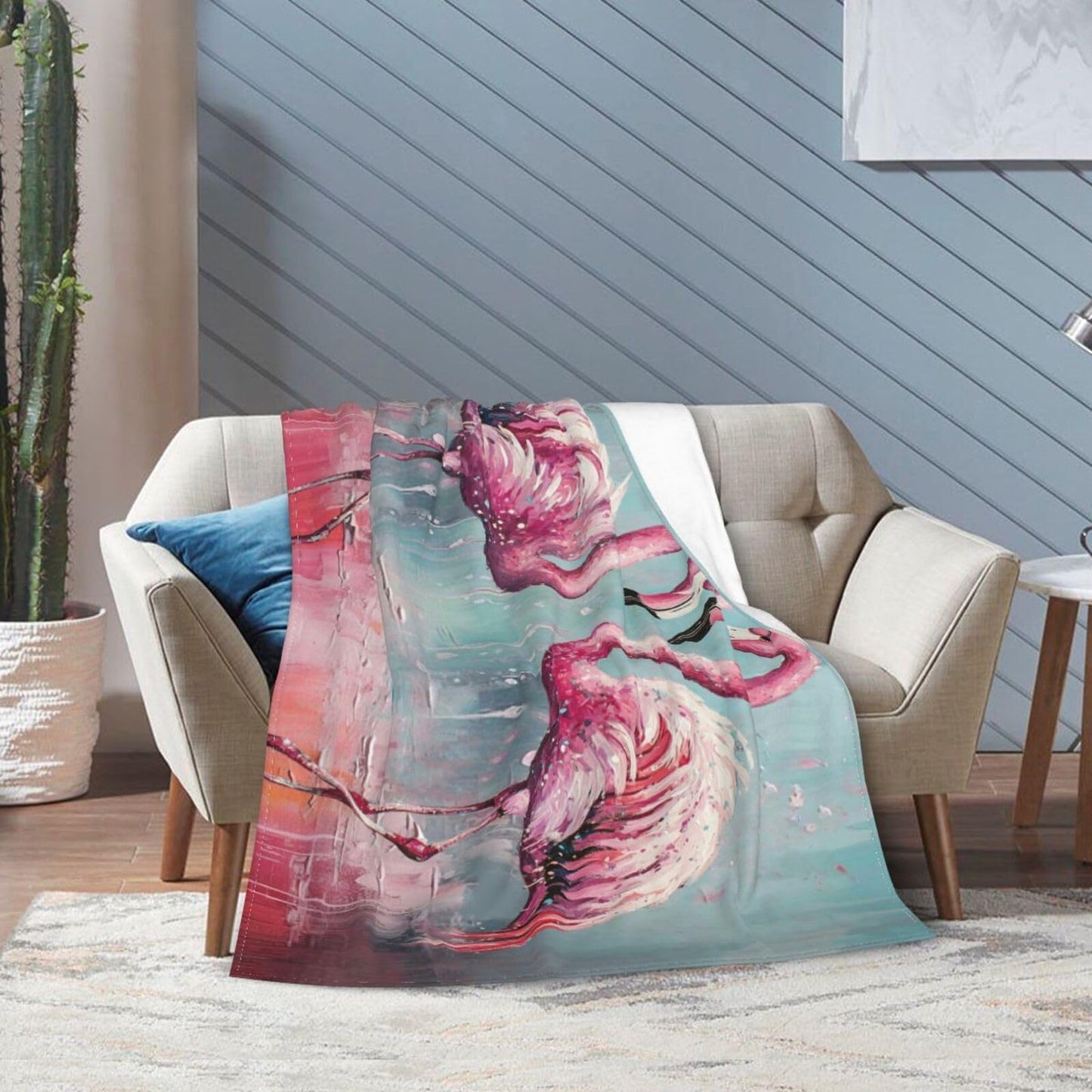 Pink Flamingo Throw Blanket Tropical Flamingos Blankets Fleece Plush Super Soft Cozy Warm Lightweight Flamingo Lover Decor Gifts for Boys Girls Kids Adults Men Women 40" x 50"