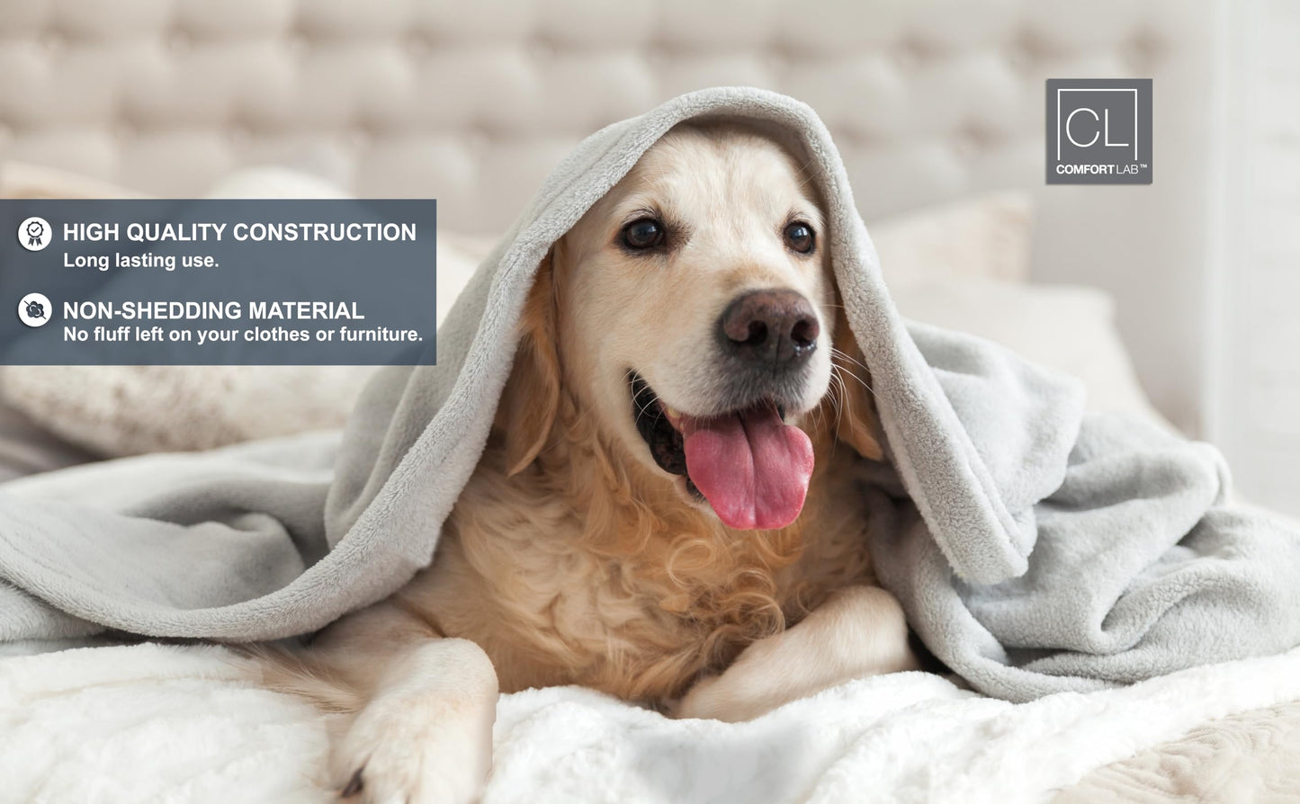 Comfort Lab Plush Flannel Throw Blanket - Soft, Lightweight, Giftable Fleece Blanket for Couch, Bed & Home Decor - Anti Pilling and Non Shedding Fleece Couch Throw (Grey, Family Blanket)
