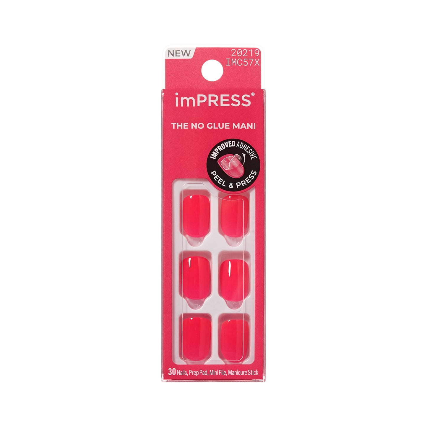 Kiss Impress No Glue Mani Press On Nails, Color, 'Melting', Pink, Short Size, Squoval Shape, Includes 30 Nails, Prep Pad, Instructions Sheet, 1 Manicure Stick, 1 Mini File