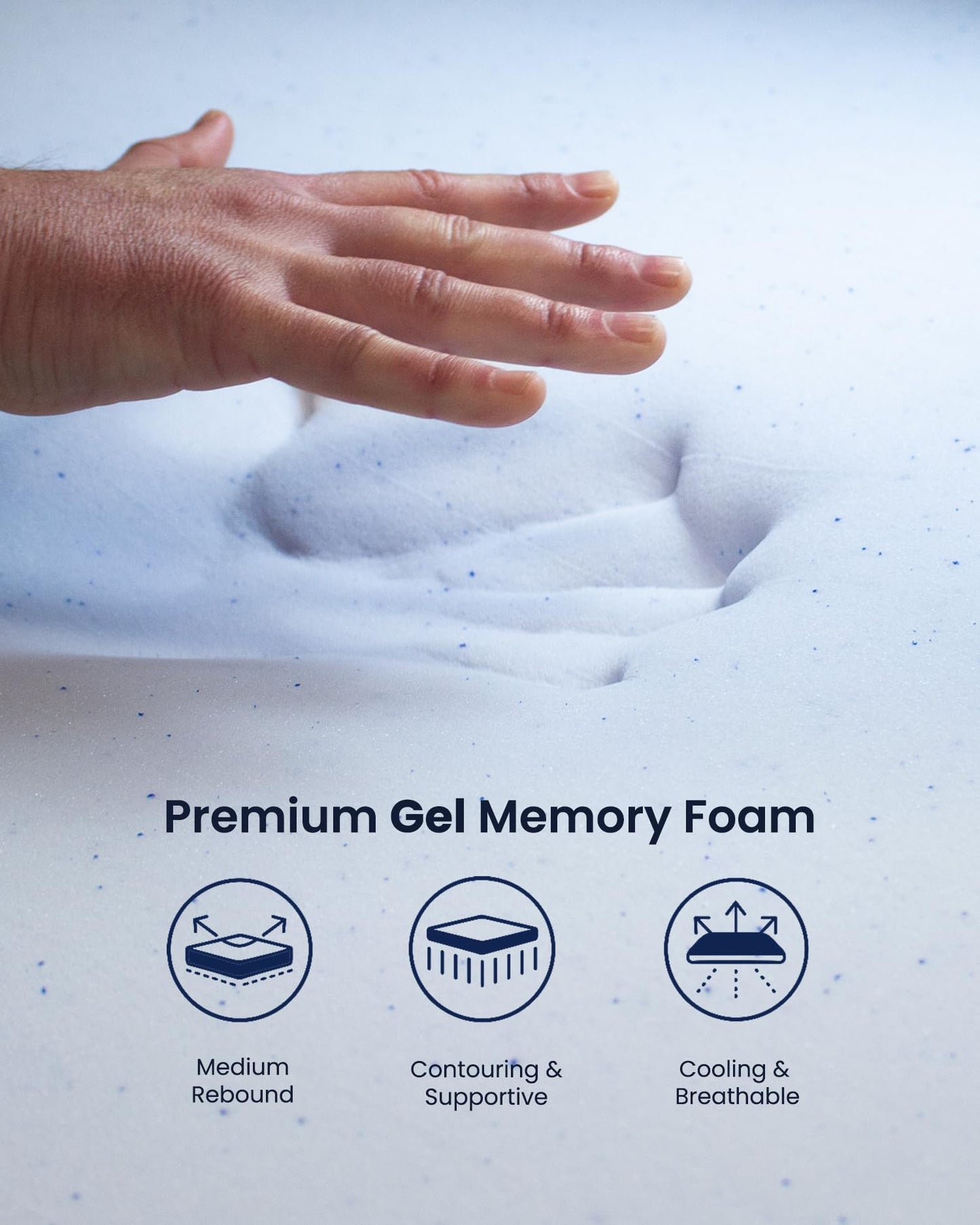 Lounj 2 Inch RV Gel Memory Foam Mattress Topper, King Short (72x75), Blue
