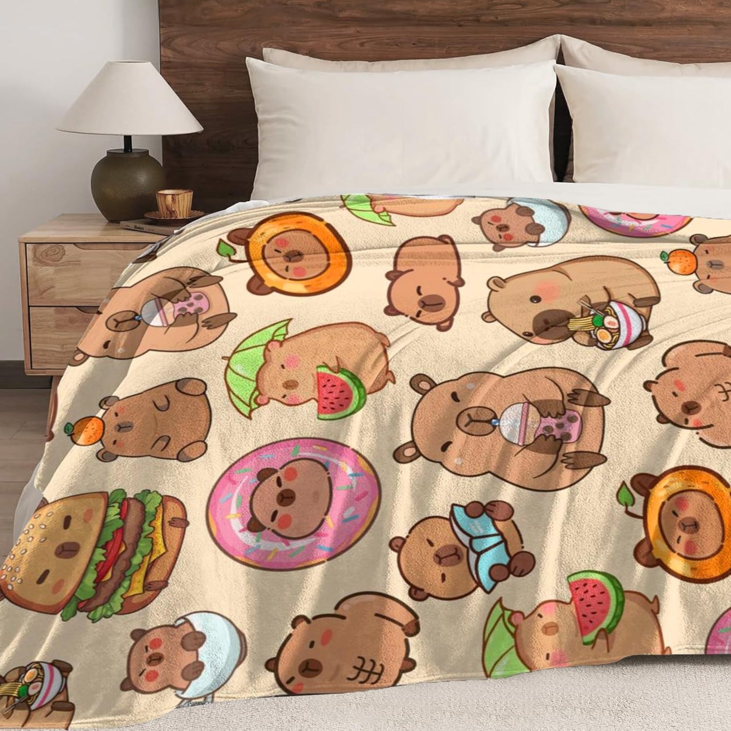 Capybara Gifts Blanket, Soft Flannel Throw for Kids Boys Girls, Cute Animal Plush Gift for Teens Birthday, Cozy Kawaii Stuff Decor for Room Couch Sofa-40x50inches