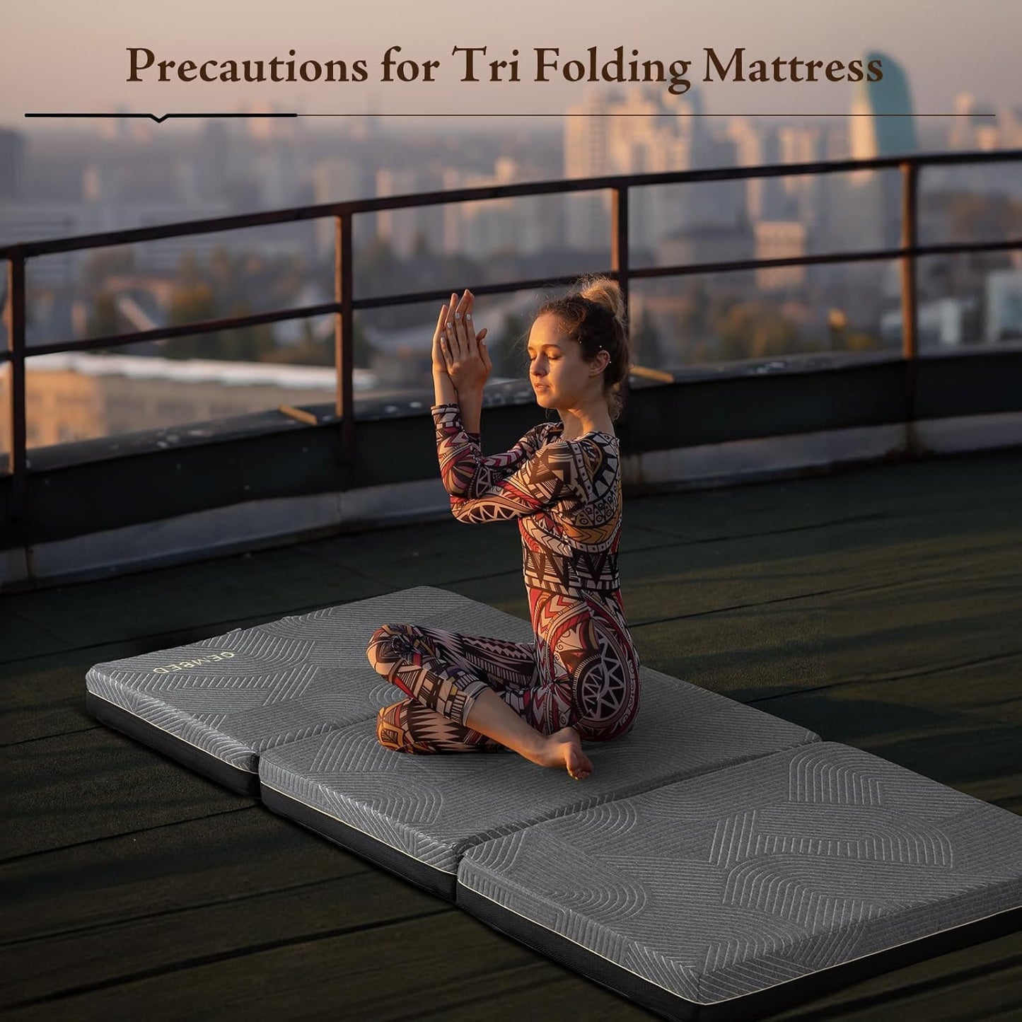 GEMBED Tri Folding Mattress Twin Size - Memory Foam Tri-fold Mattress, Handle & Non-Slip Bottom, Portable Foldable Sofa Bed Floor Chair for Travel RV Camping Guest Yoga - 4 Inch, 75" 38"x4"