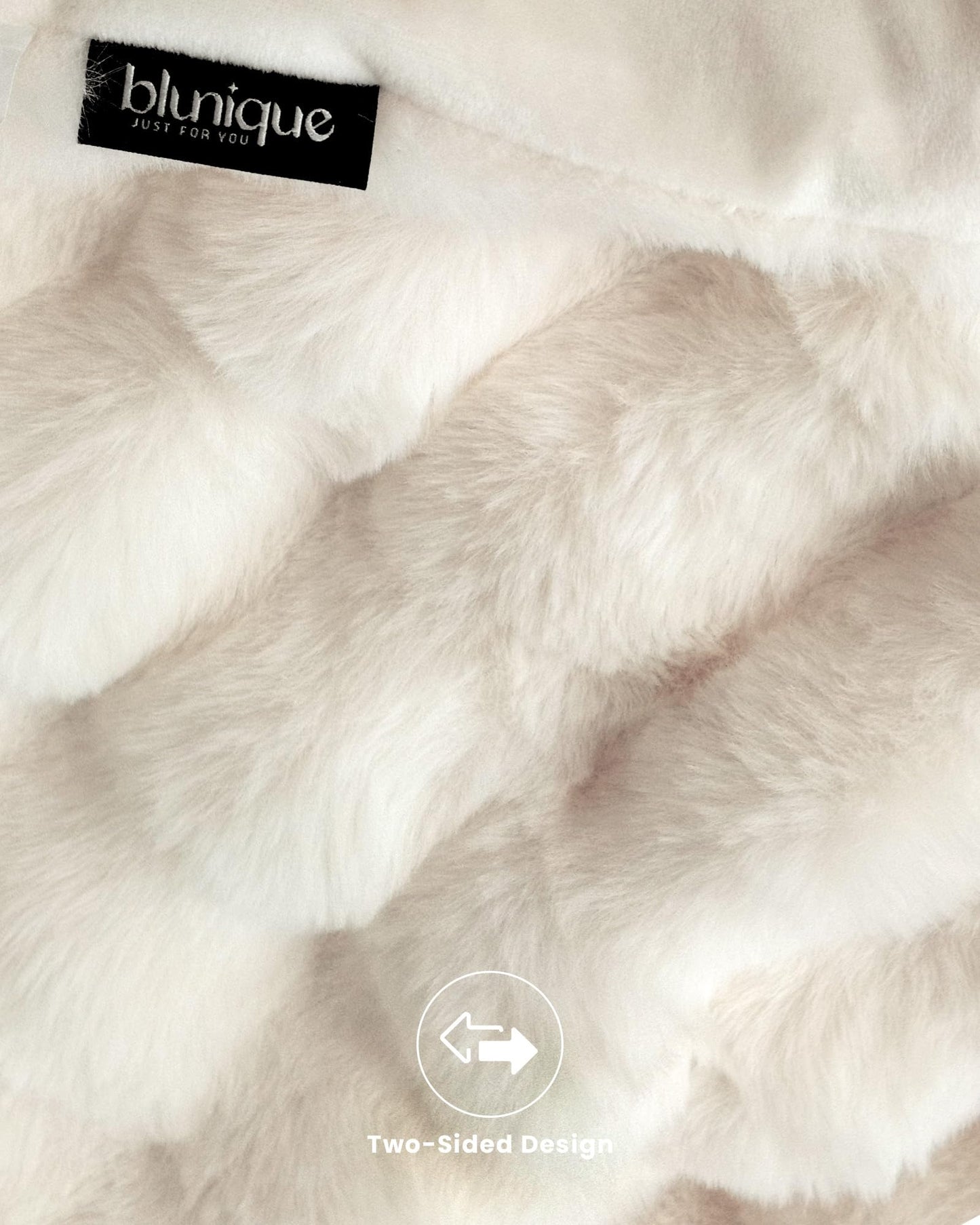 blunique Ultra Soft Cozy Faux Fur Throw Blanket, Fuzzy Plush Thick Bubble Blanket, Luxury Fluffy Blanket for Couch, Sofa, Bedroom, and Living Room, 50x60 Inches, Cream White