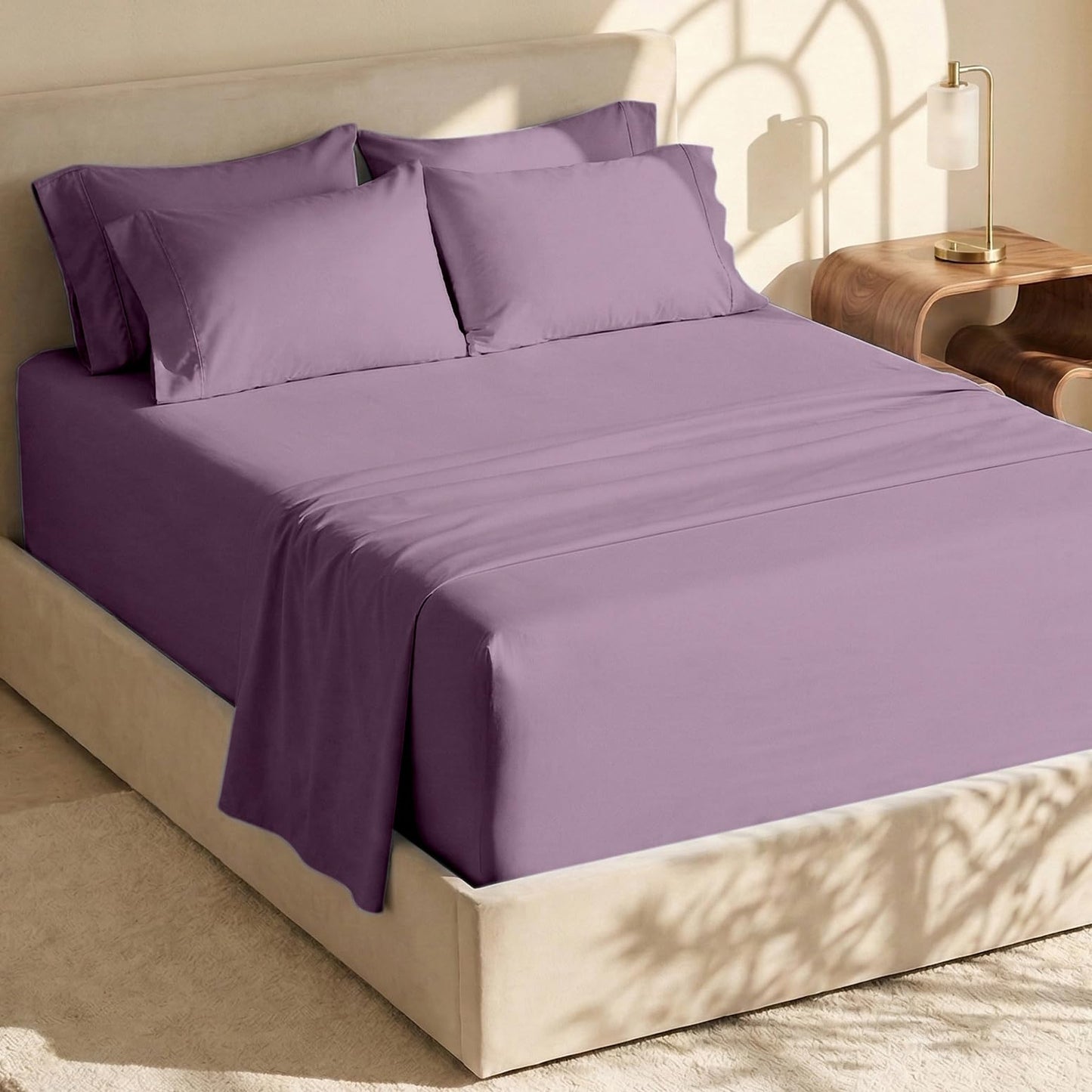 Hearth & Harbor Bed Sheets, Luxury Soft 6 Piece Bed Sheet Set Extra Deep Pocket Fitted Sheets Fits Mattress up to 21", Double Brushed Bedding Sheets & Pillowcases,