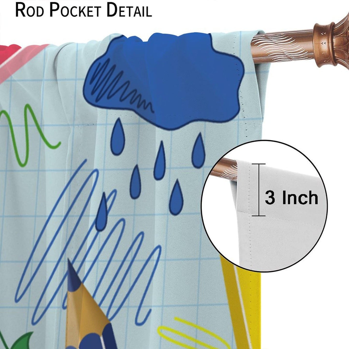 AAVEUP Scientific Creativity Curtain for Kids Bedroom,Cartoon Education Learning Science Atom Robot Pencil Good Idea Window Drapes Print for Boys Nursery Children Toddler Bedroom 42x45in（No Blackout）
