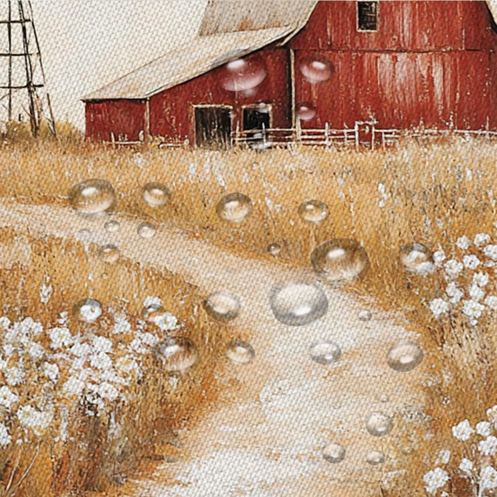 PZMPZM Rustic Barn Windmill Shower Curtain Vintage Western Farm Barn Flower Farmhouse Country Nature Scenery Bathroom Polyester Fabric Curtains with Hooks 70Wx70H Inch
