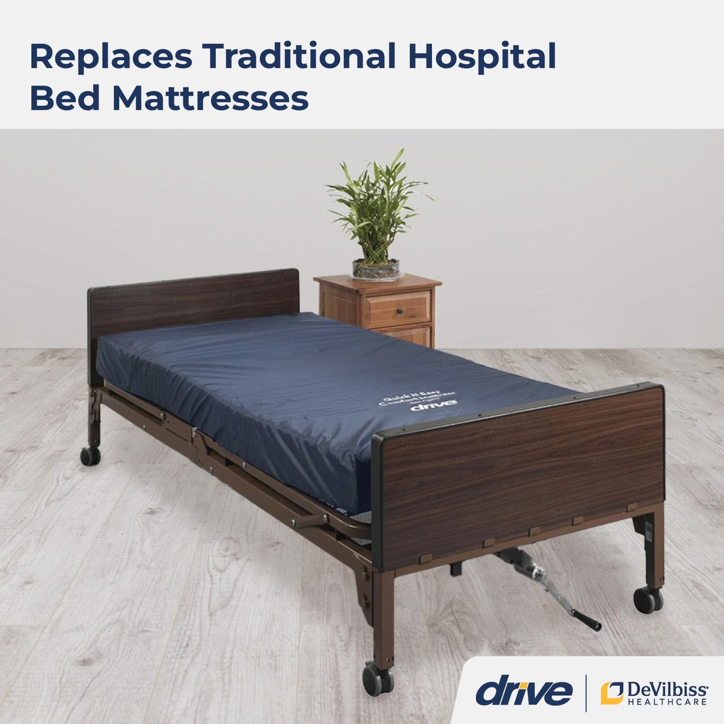 Drive Medical 15076 Decompressing Foam Mattress, Pressure-Relief Support for Homecare & Hospital Beds, High-Density Foam with Removable Cover, 275 Weight Capacity, 80"L x 36"W x 8"H, Blue